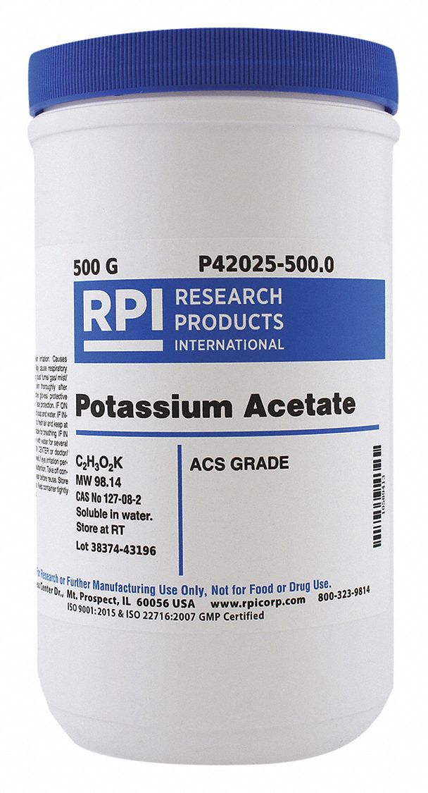 RPI Potassium Acetate, 500g 30UA29P42025500.0 Grainger