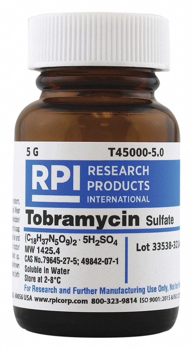 RPI Tobramycin Sulfate, 5g Powder - 30UC14|T45000-5.0 - Grainger