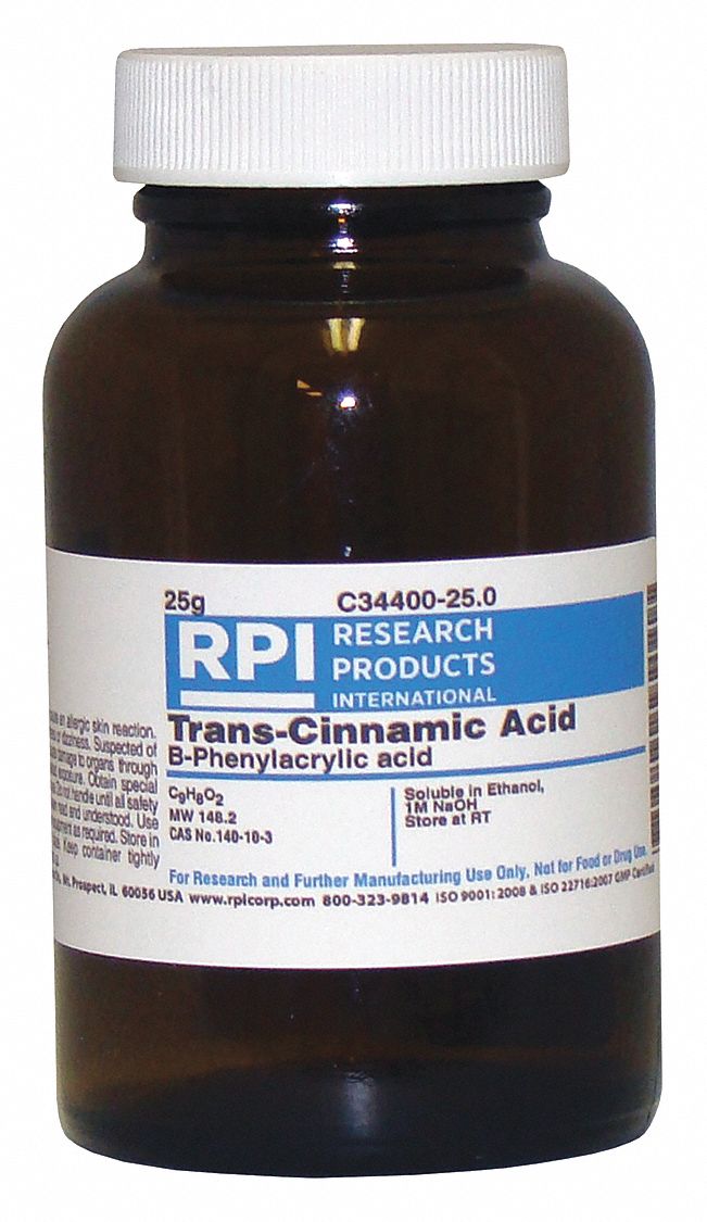 RPI TRANSCinnamic Acid, 25g 30UD25C3440025.0 Grainger