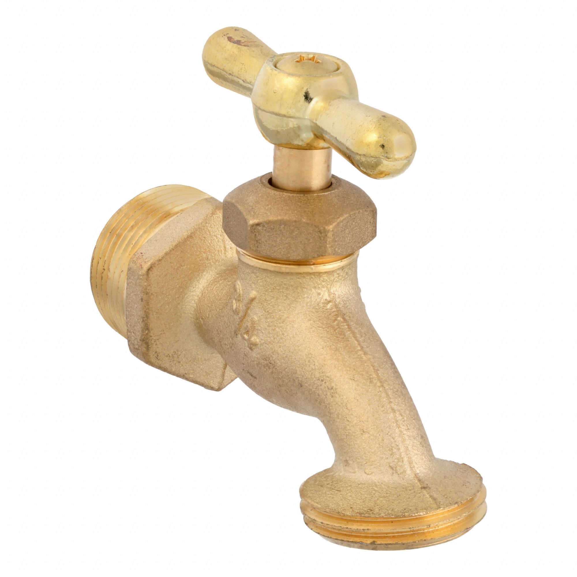 Hose Bibb: Tee, Brass, Brass, Zinc, 3/4 in Inlet Connection Size, NPT