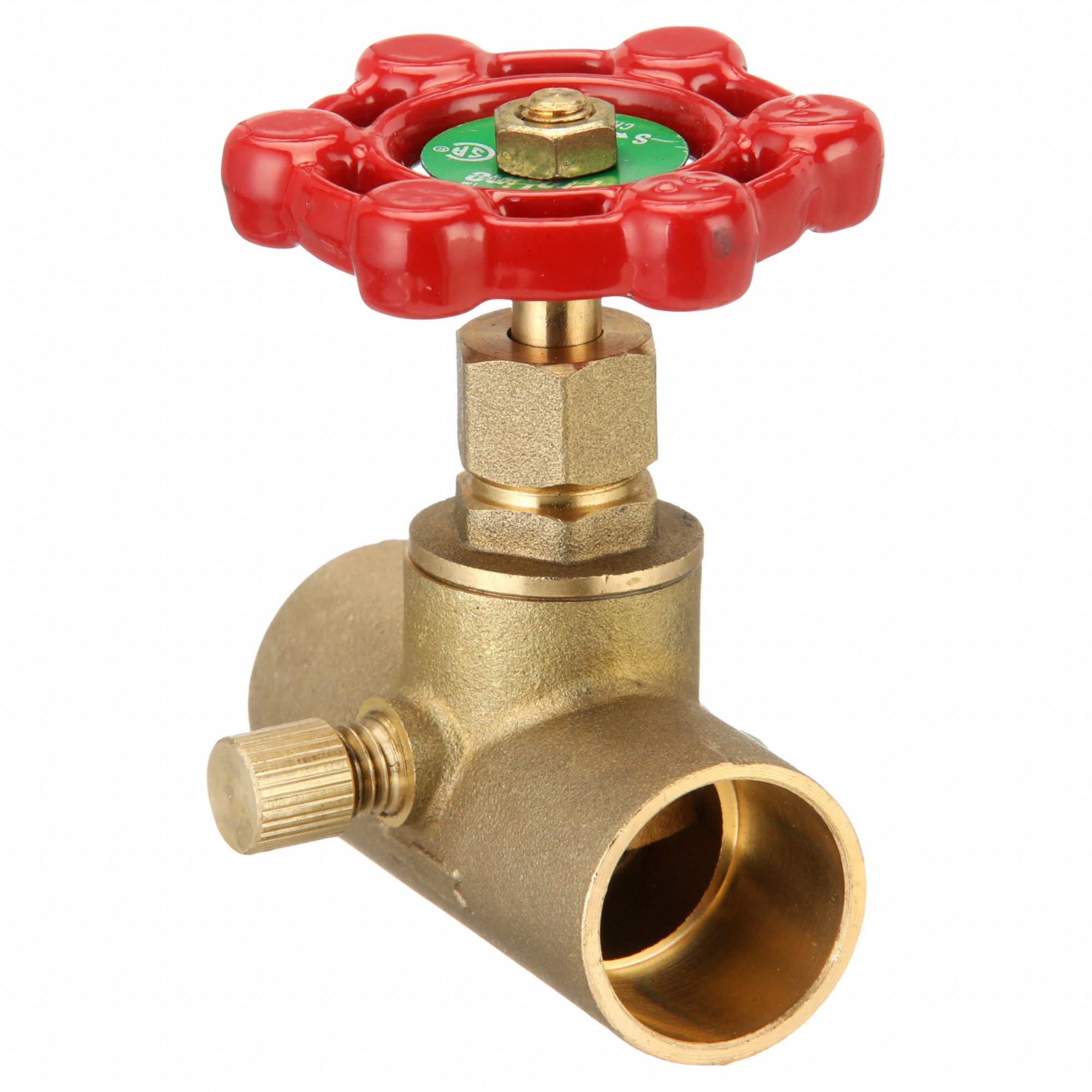 Stop and Waste Valve: 3/4 in Pipe Size, Sweat x Sweat, Brass, Wheel