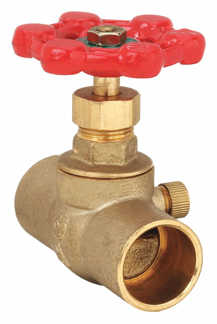 STOP AND WASTE VALVE: ¾ IN PIPE SIZE, SWEAT X SWEAT, BRASS, WHEEL