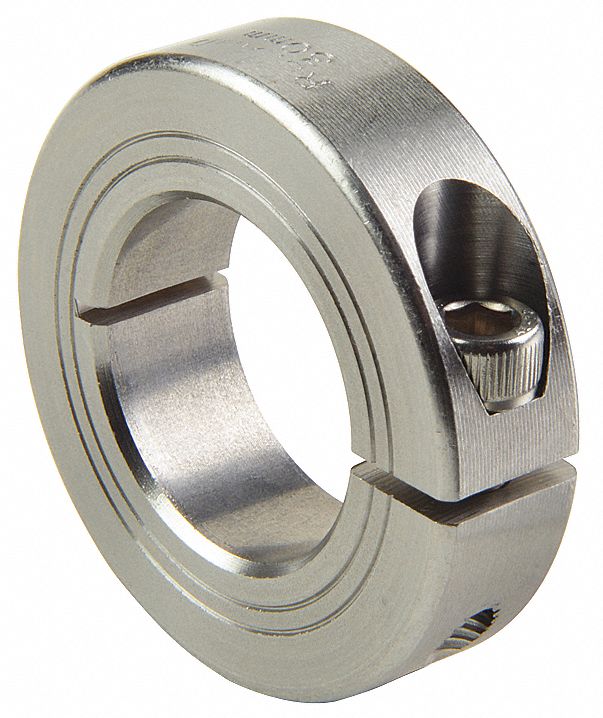 Shaft Collar: 1-Piece, Metric, Round, Clamp On, 5 mm Bore Dia, 9 mm Collar Wd
