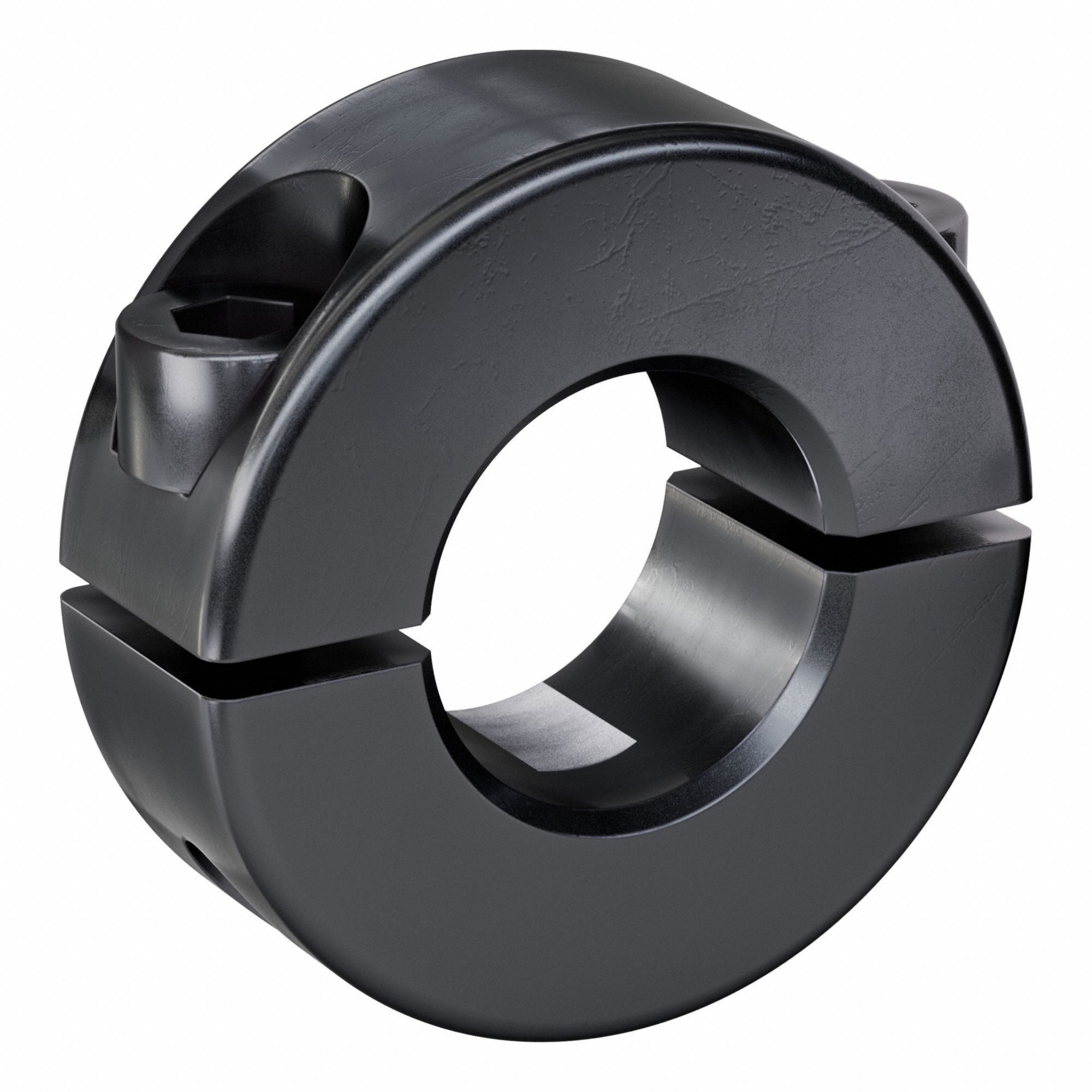 Shaft Collar: 2-Piece, Metric with Inch Bore, Round, Clamp On, 3/4 in Bore Dia