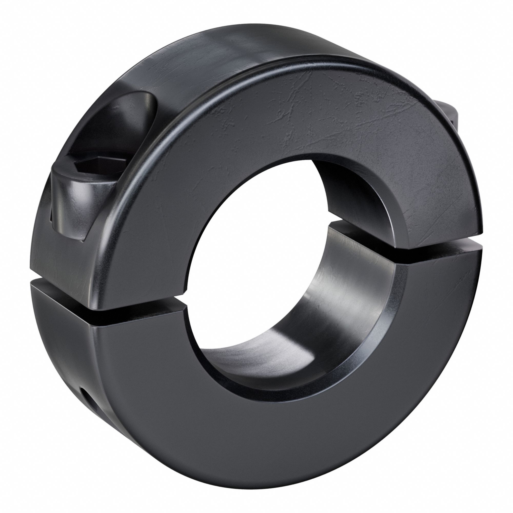 Shaft Collar: 2-Piece, Metric with Inch Bore, Round, Clamp On, 15 mm Collar Wd