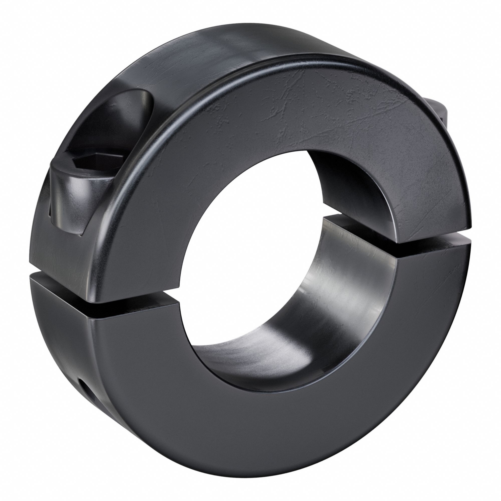 Shaft Collar: 2-Piece, Metric with Inch Bore, Round, Clamp On, 1 in Bore Dia