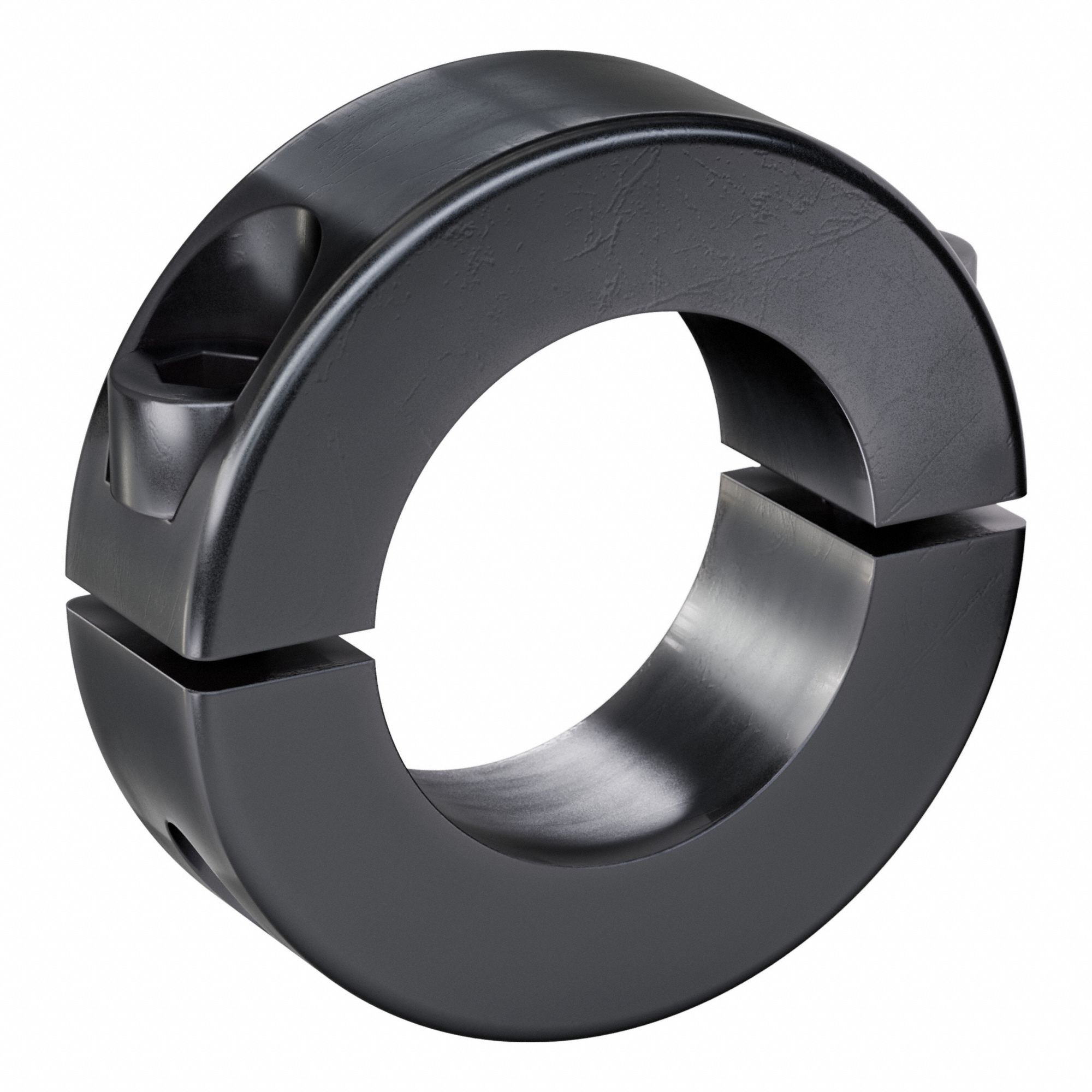 Shaft Collar: 2-Piece, Metric with Inch Bore, Round, Clamp On, 15 mm Collar Wd