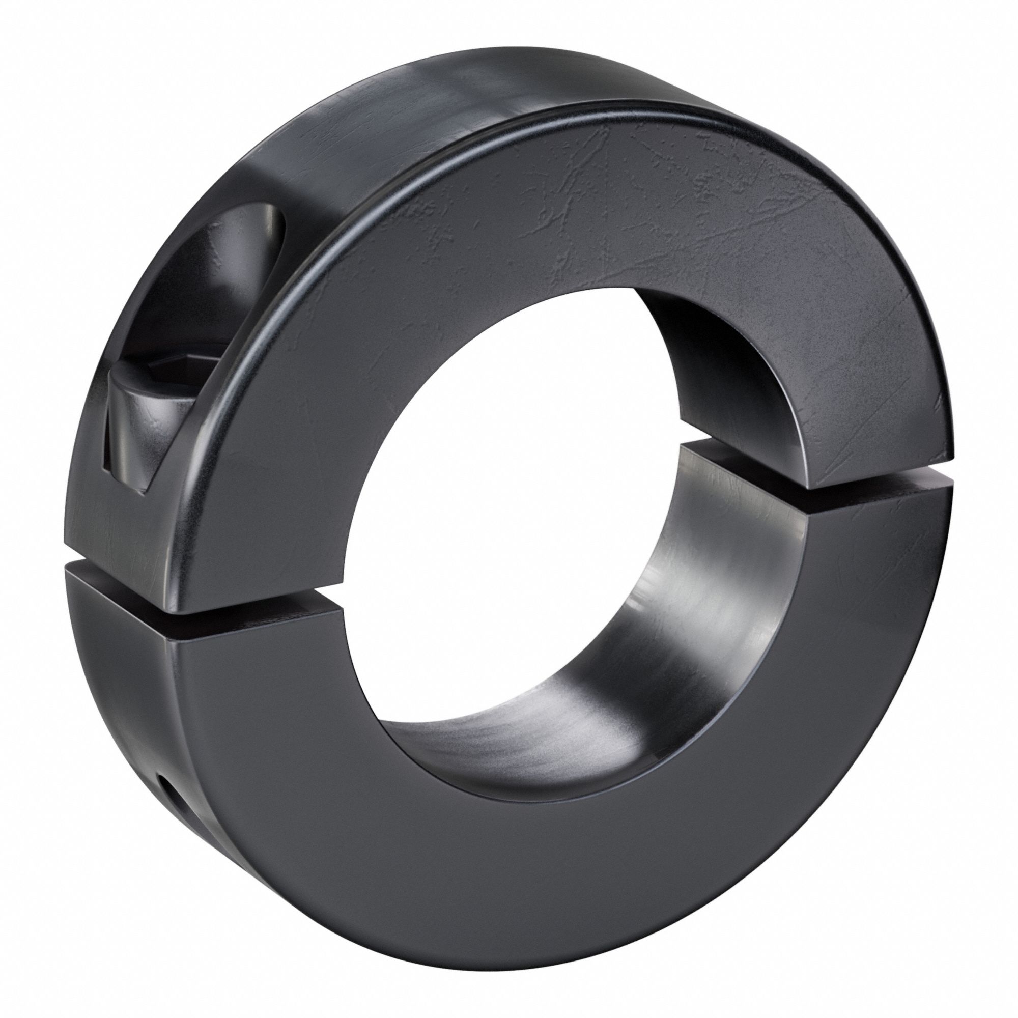 Shaft Collar: 2-Piece, Metric with Inch Bore, Round, Clamp On, 15 mm Collar Wd