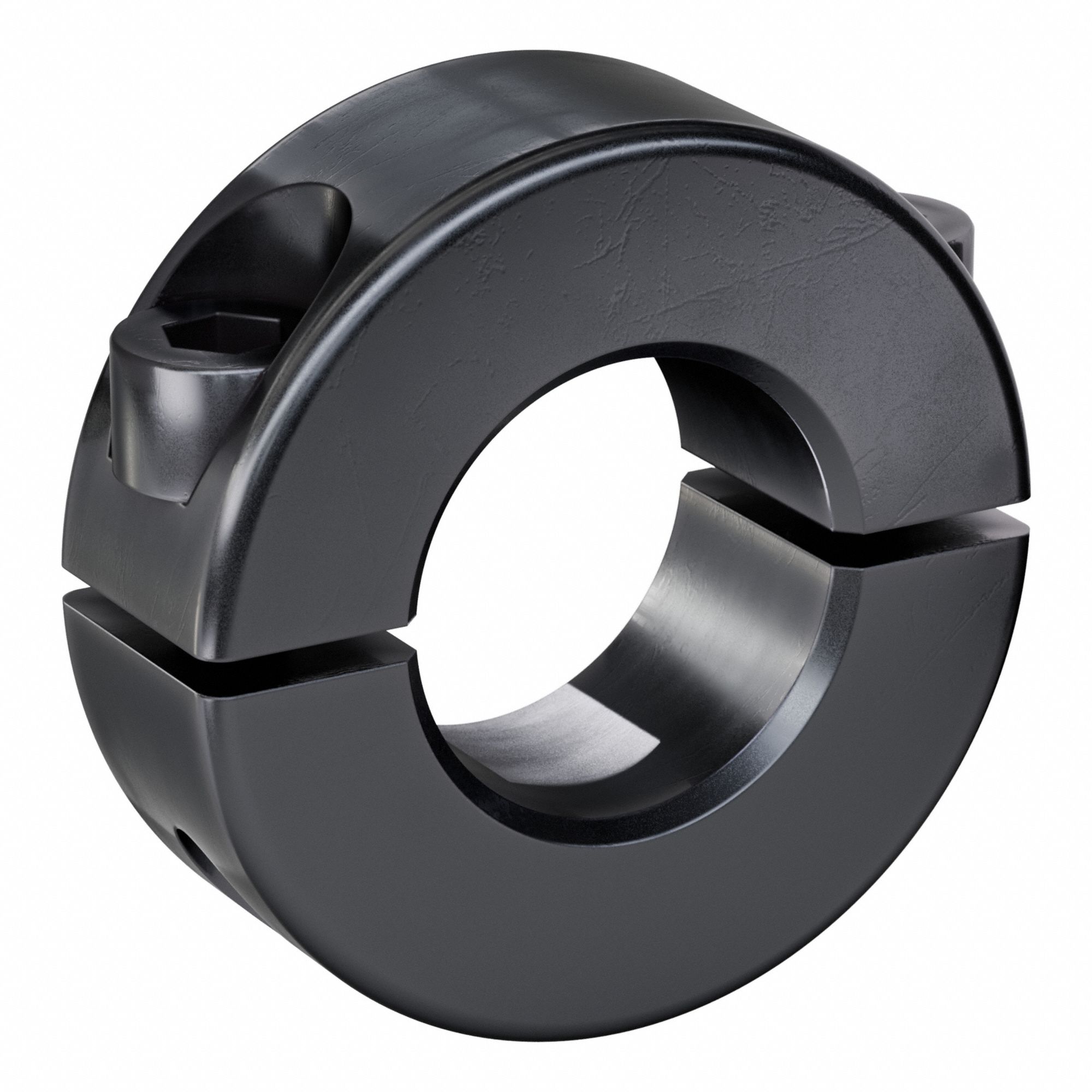 Shaft Collar: 2-Piece, Metric, Round, Clamp On, 21 mm Bore Dia, 15 mm Collar Wd