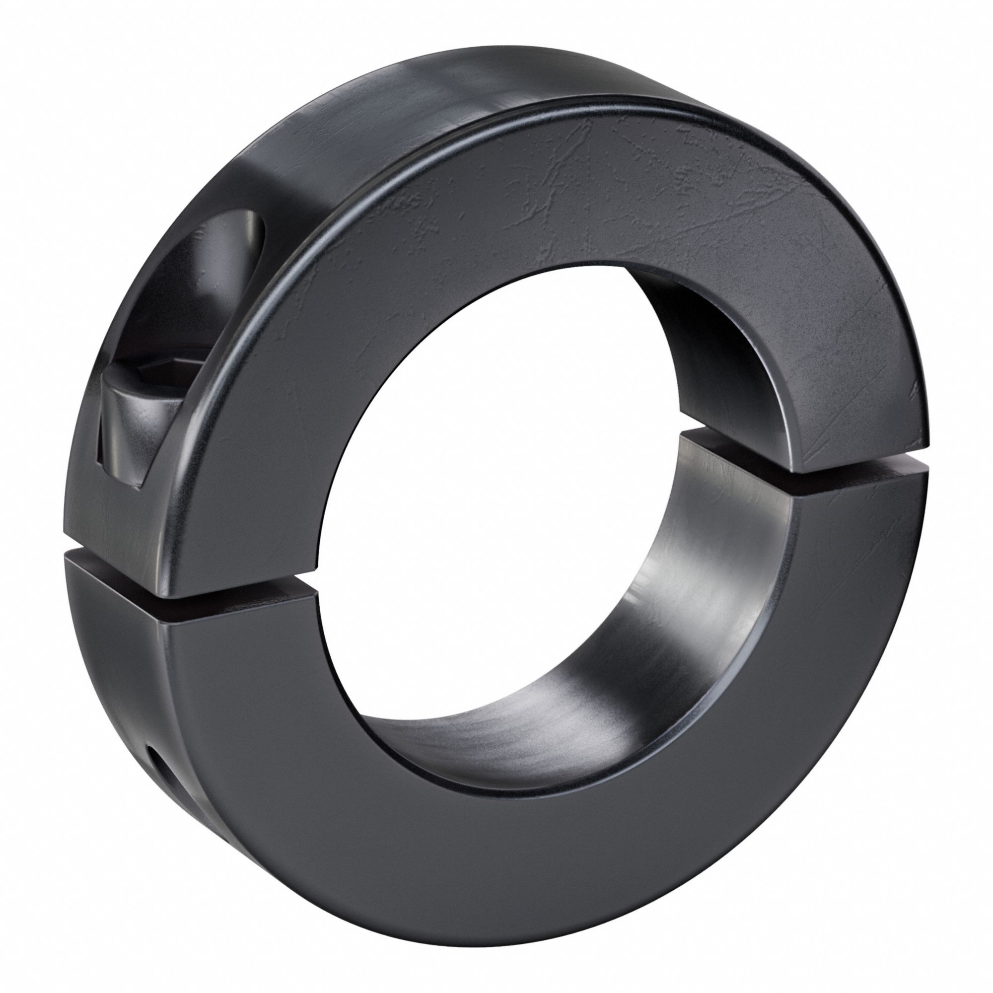 Shaft Collar: 2-Piece, Metric with Inch Bore, Round, Clamp On, 15 mm Collar Wd