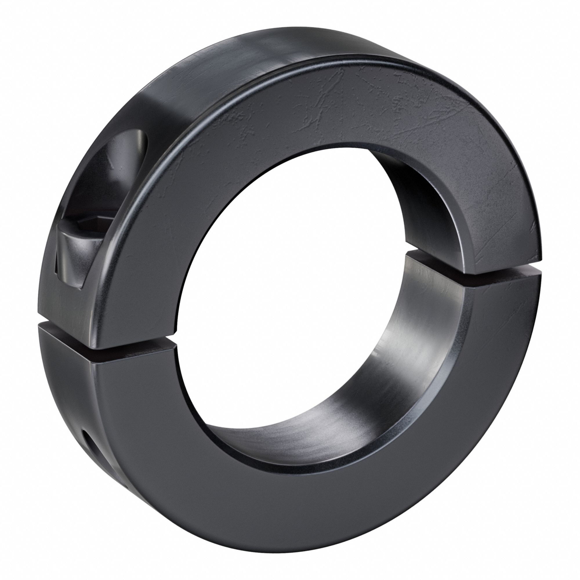 Shaft Collar: 2-Piece, Metric with Inch Bore, Round, Clamp On, 15 mm Collar Wd