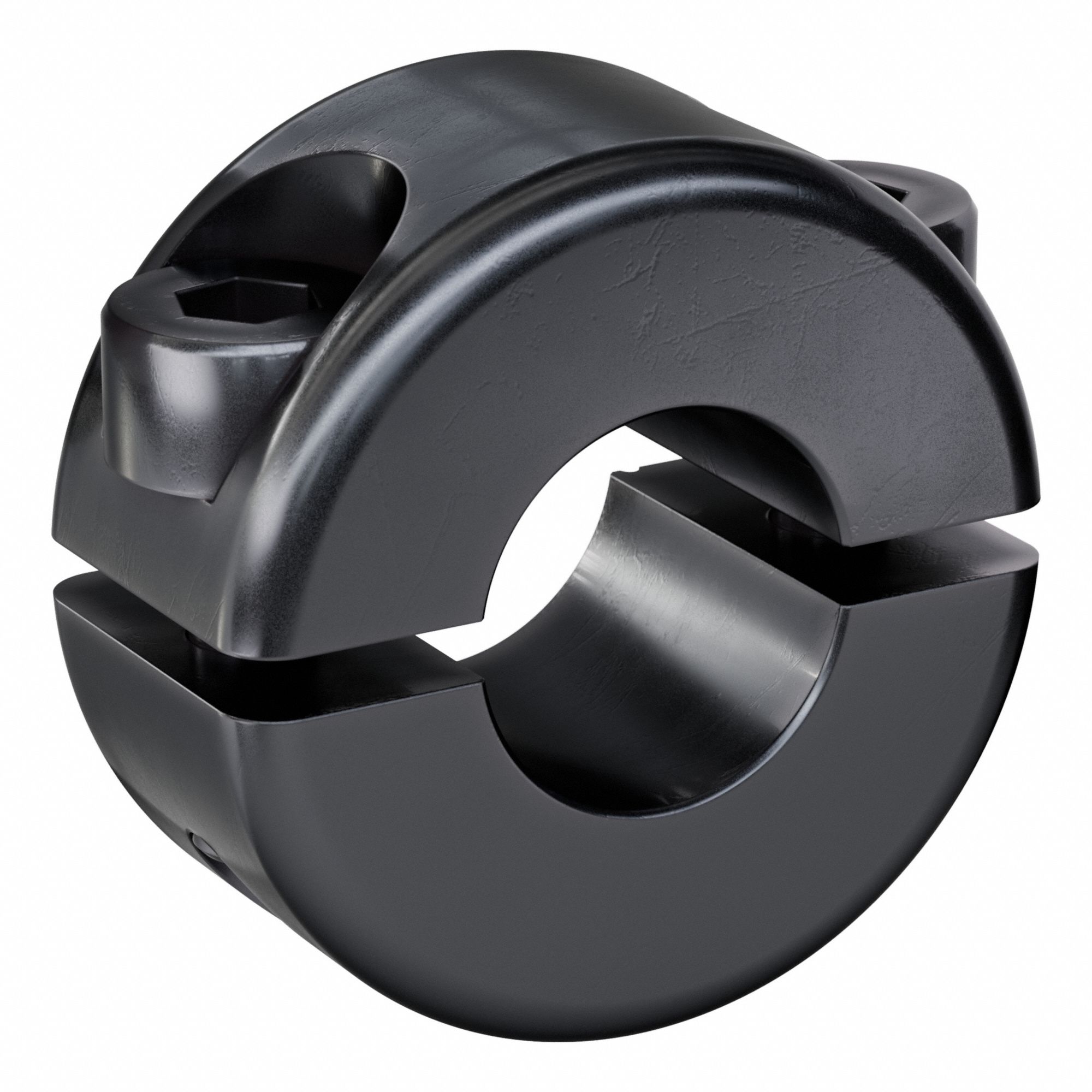 Shaft Collar: 2-Piece, Metric with Inch Bore, Round, Clamp On, 5/16 in Bore Dia