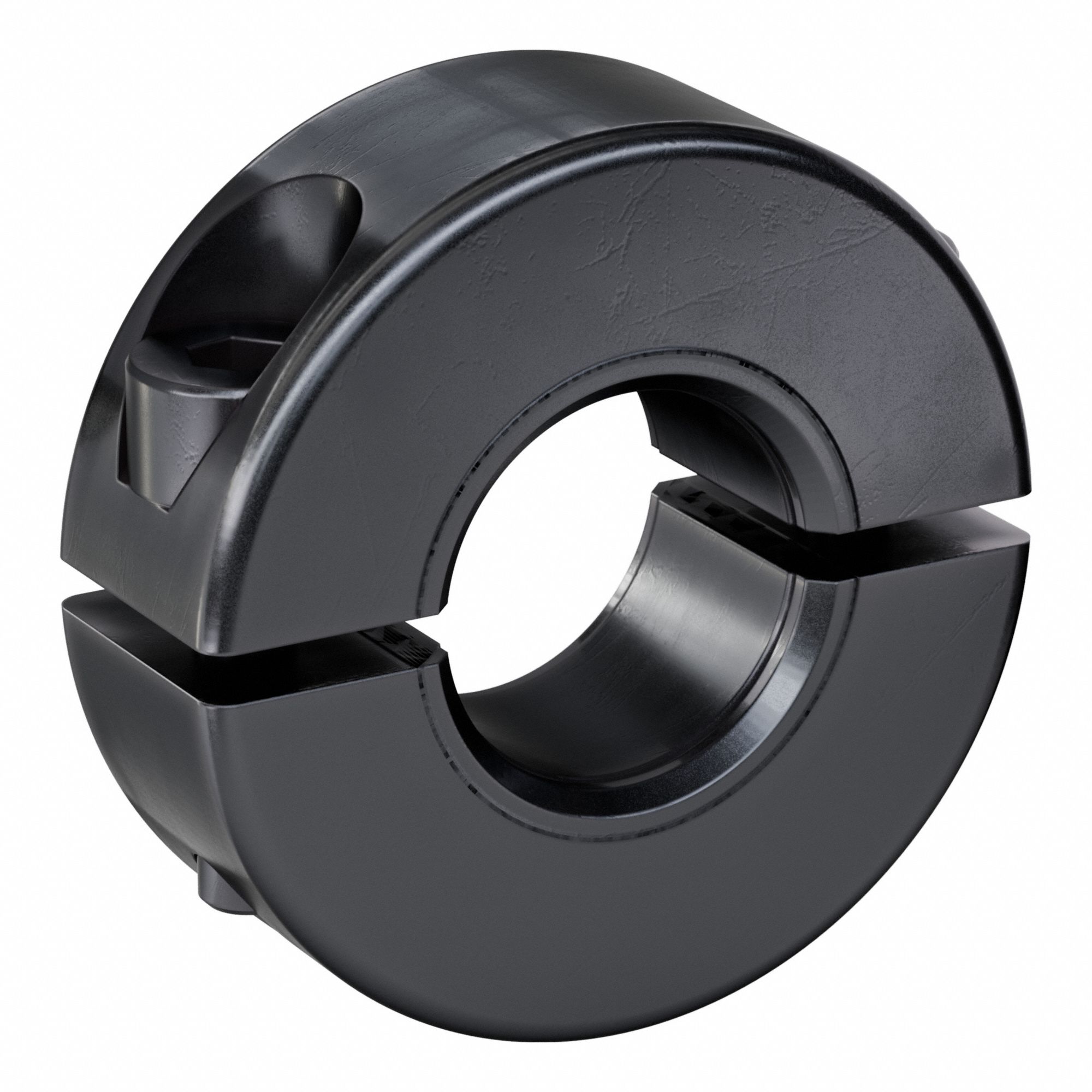 Shaft Collar: 2-Piece, Metric with Inch Bore, Round, Clamp On, 1/2 in Bore Dia