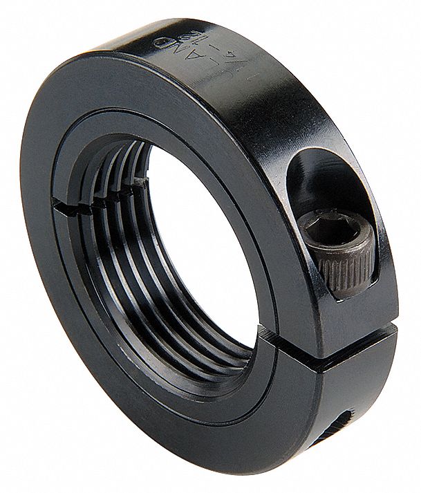 Shaft Collar: 1-Piece, Inch, Threaded, Clamp On, #10 -24 Bore Thread Size, 1215