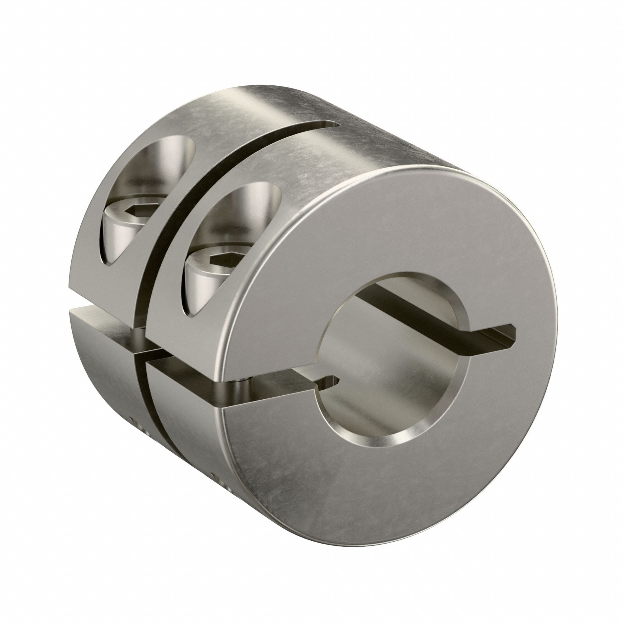 Shaft Collar: 1-Piece, Metric, Round, Clamp On, 10 mm Bore Dia, Stainless Steel