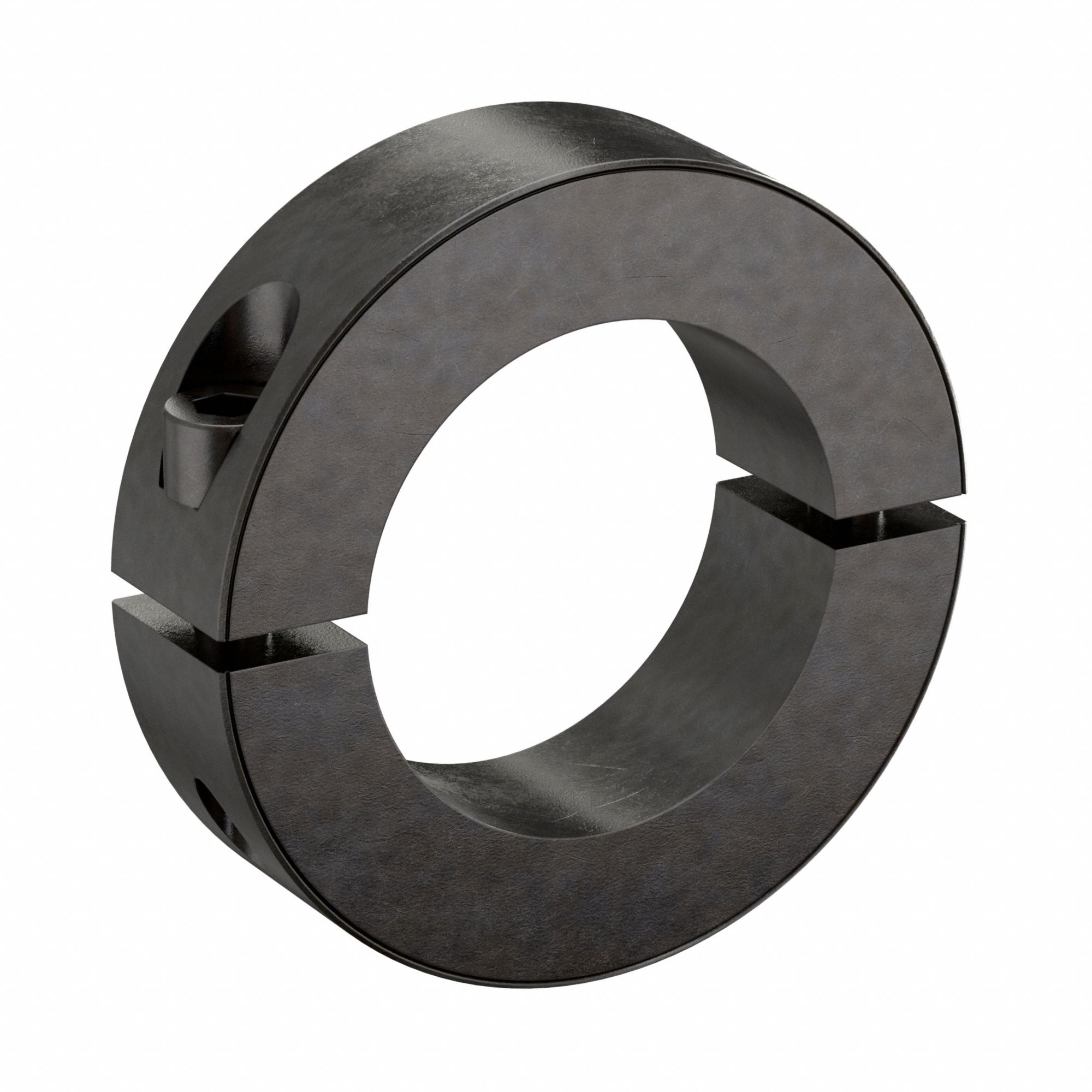 Shaft Collar: 2-Piece, Inch, Round, Clamp On, 3 1/8 in Bore Dia, Carbon Steel