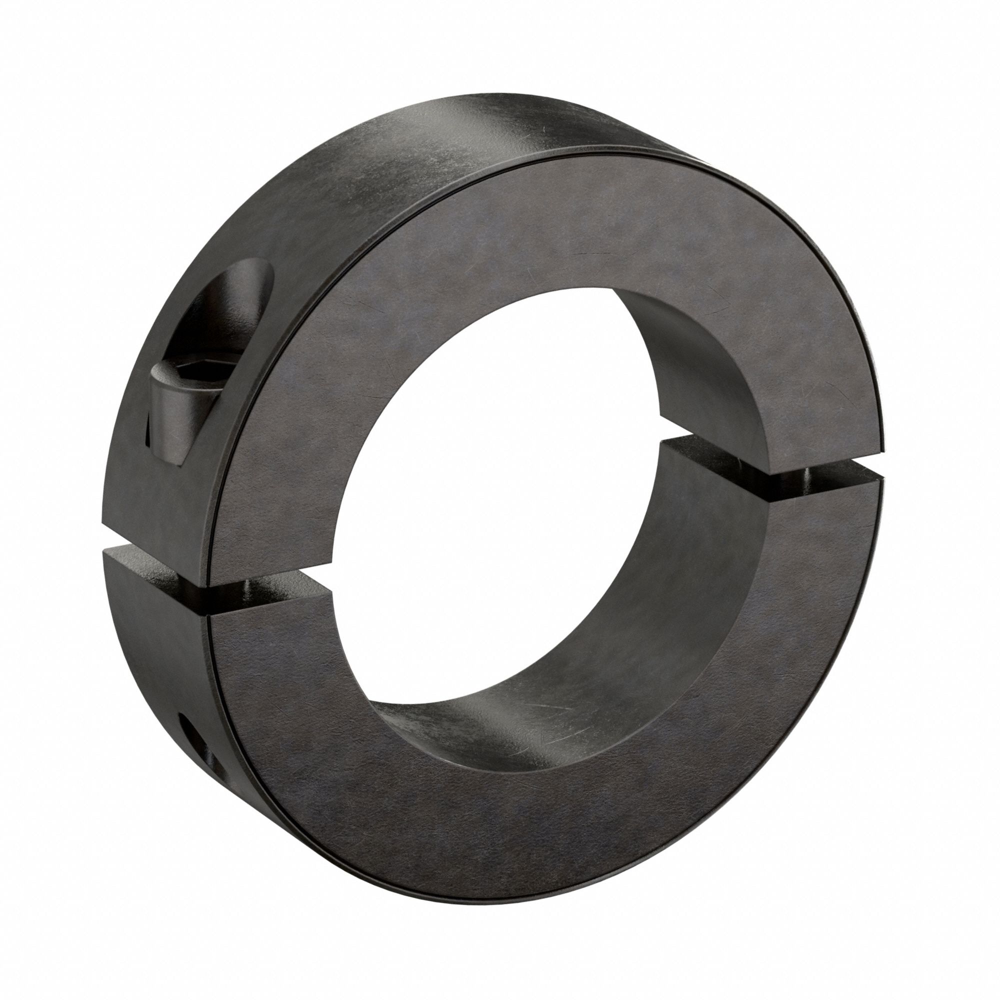 Shaft Collar: 2-Piece, Inch, Round, Clamp On, 3 3/16 in Bore Dia, Carbon Steel