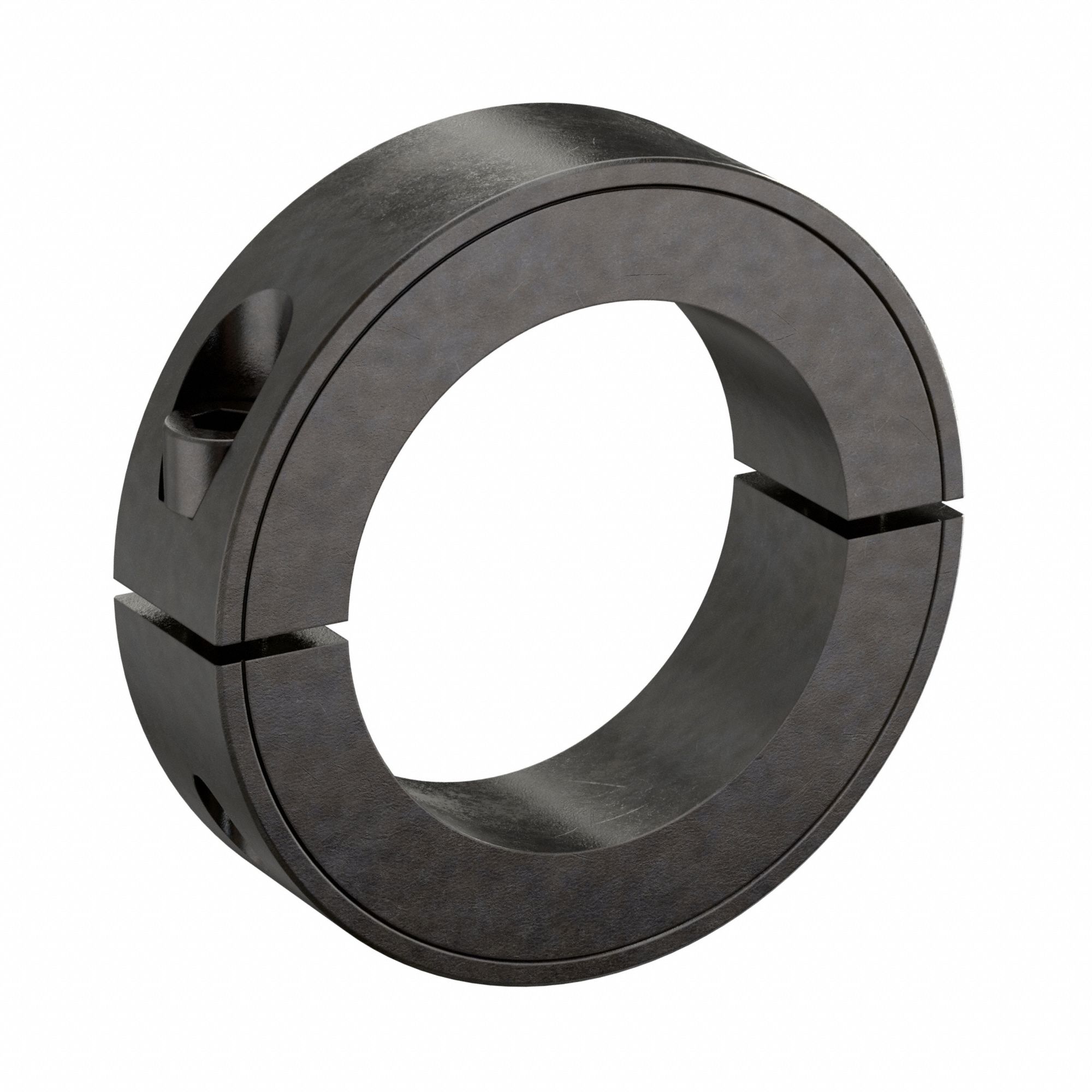 Shaft Collar: 2-Piece, Inch, Round, Clamp On, 3 1/2 in Bore Dia, Carbon Steel