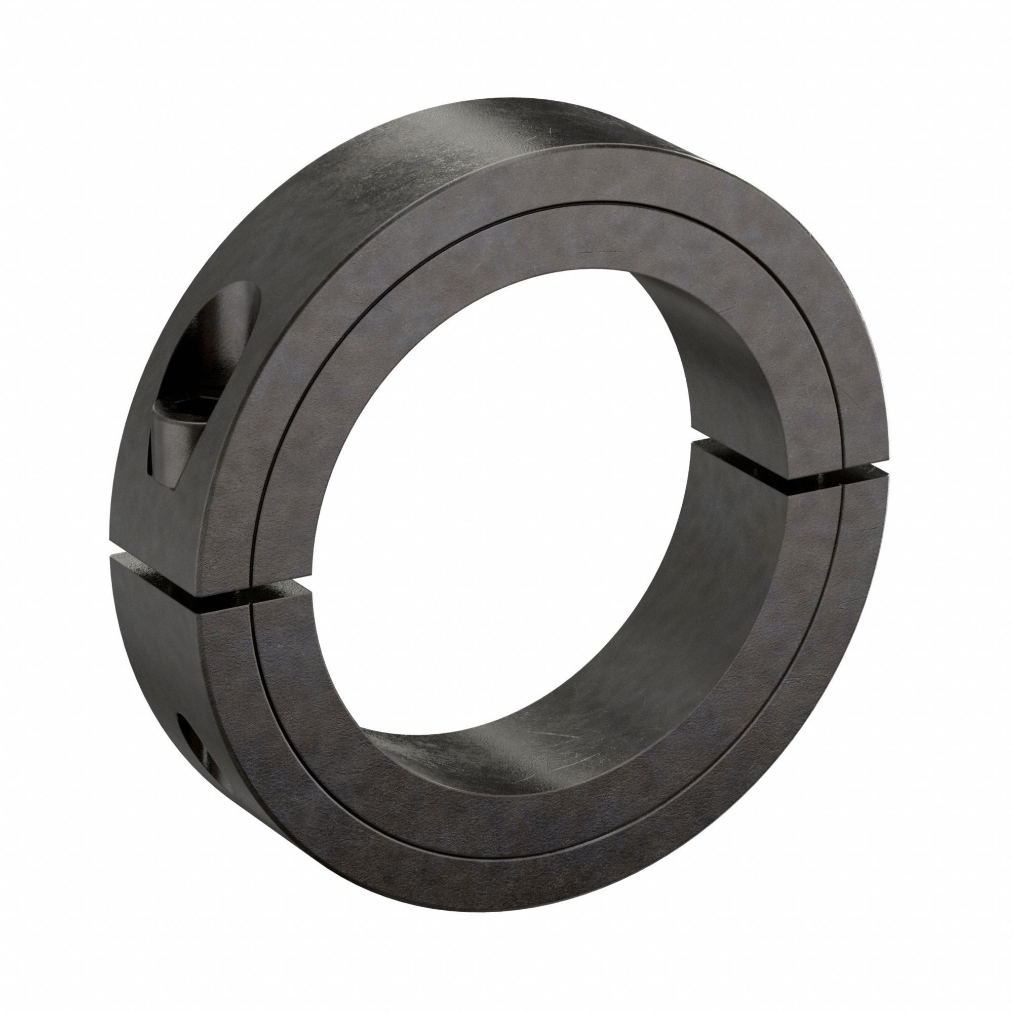 Shaft Collar: 2-Piece, Inch, Round, Clamp On, 3 15/16 in Bore Dia, Carbon Steel