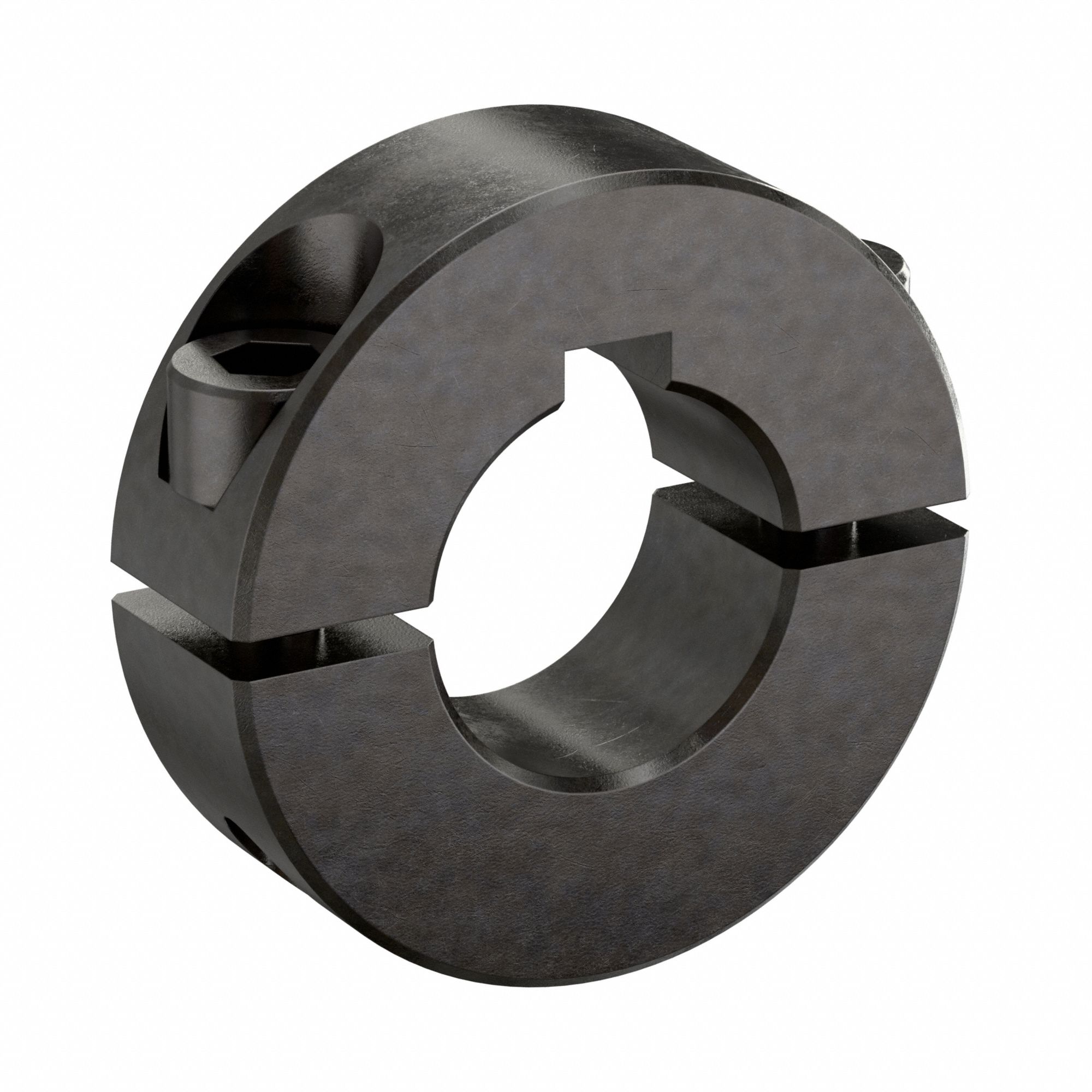 Shaft Collar: 2-Piece, Inch, Round Keyed, Clamp On, 5/8 in Bore Dia, 1215