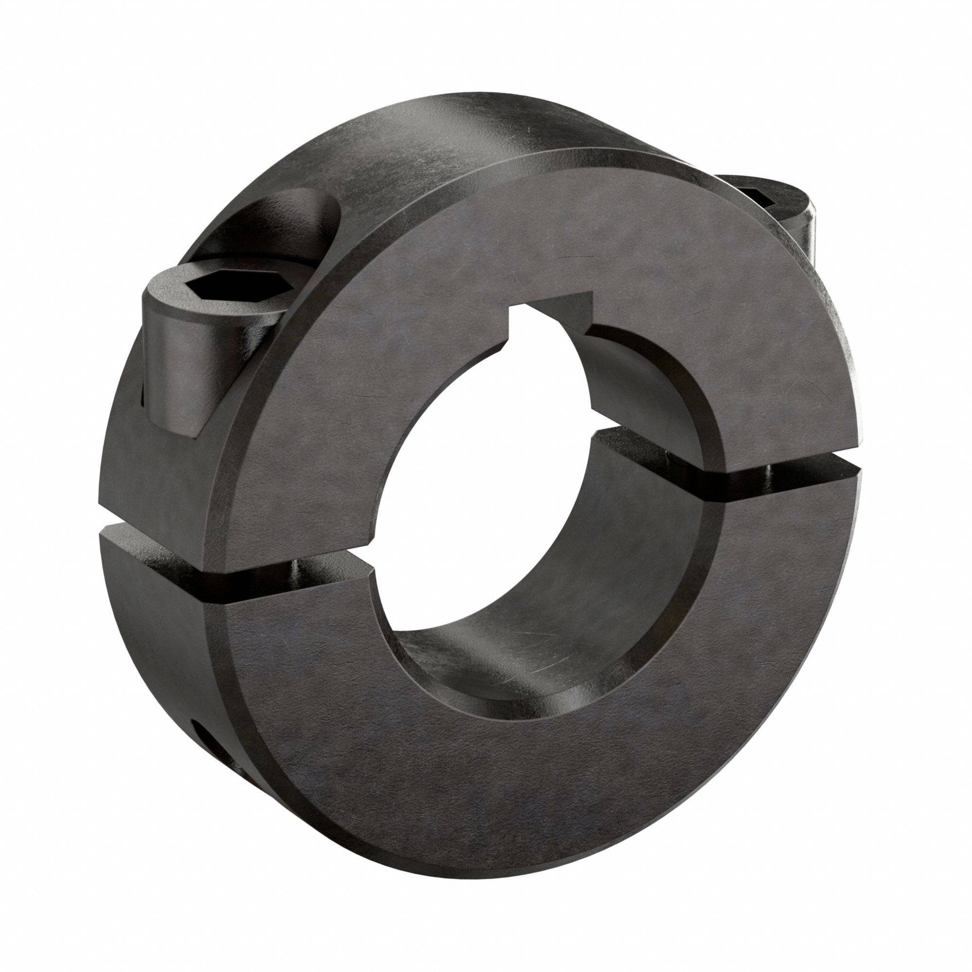 Shaft Collar: 2-Piece, Inch, Round Keyed, Clamp On, 3/4 in Bore Dia, 1215