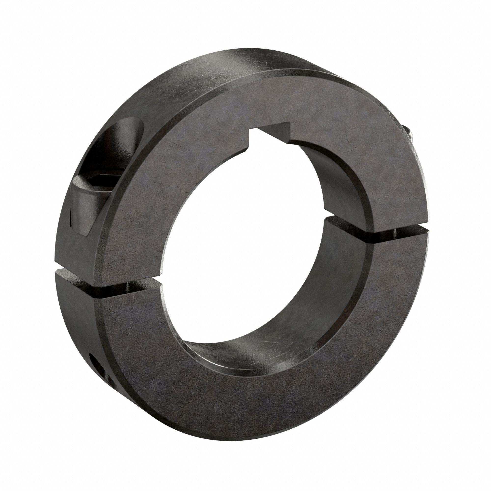 Shaft Collar: 2-Piece, Inch, Round Keyed, Clamp On, 1 1/4 in Bore Dia, 1215