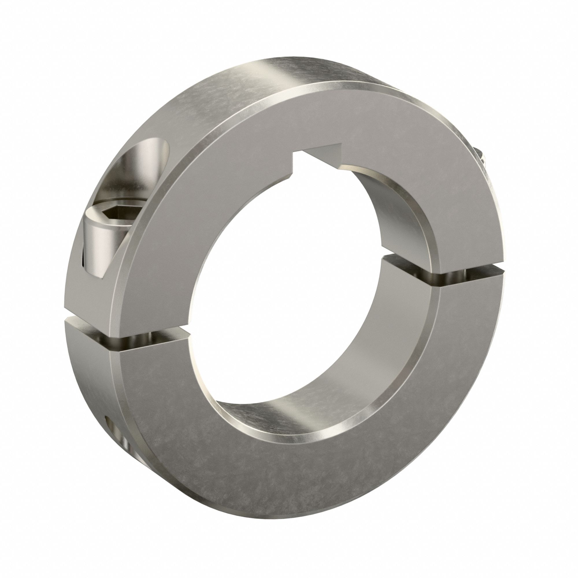 Shaft Collar: 2-Piece, Inch, Round Keyed, Clamp On, 1 1/4 in Bore Dia, 303