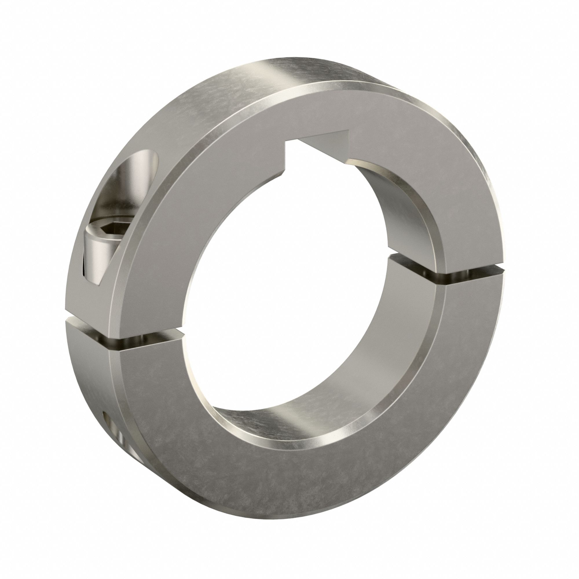 Shaft Collar: 2-Piece, Inch, Round Keyed, Clamp On, 1 1/2 in Bore Dia, 303