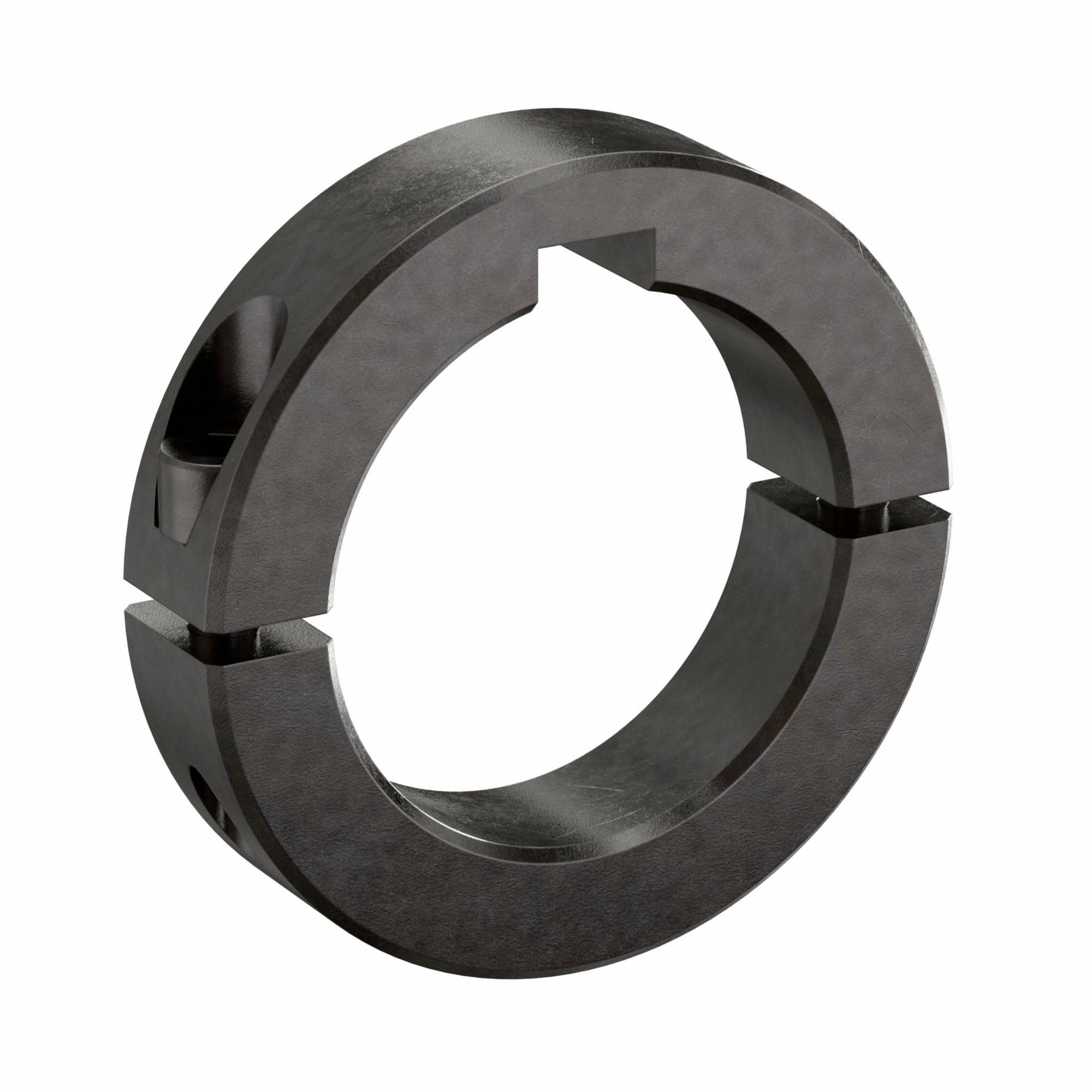 Shaft Collar: 2-Piece, Inch, Round Keyed, Clamp On, 2 3/16 in Bore Dia, 1215