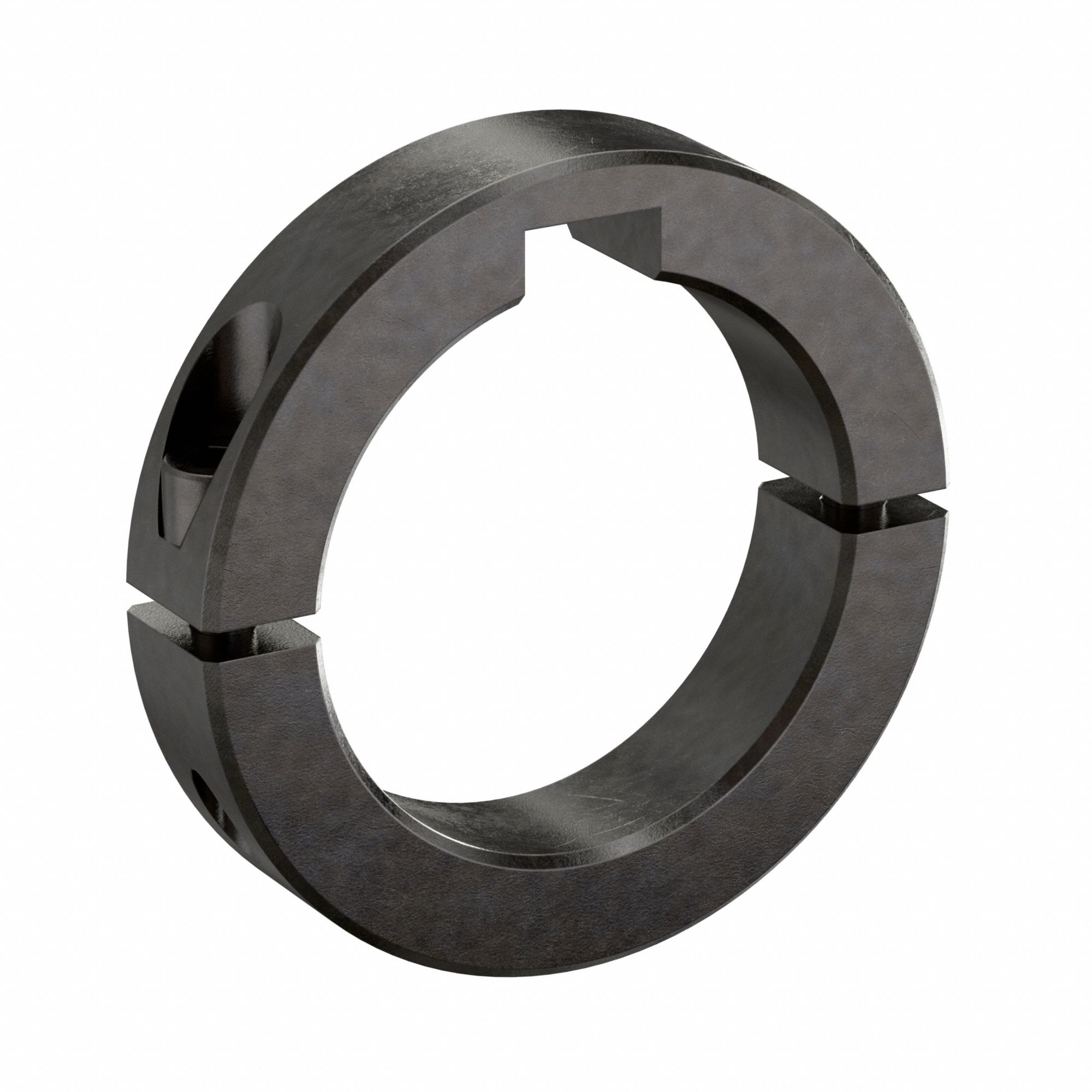 Shaft Collar: 2-Piece, Inch, Round Keyed, Clamp On, 2 7/16 in Bore Dia, 1215