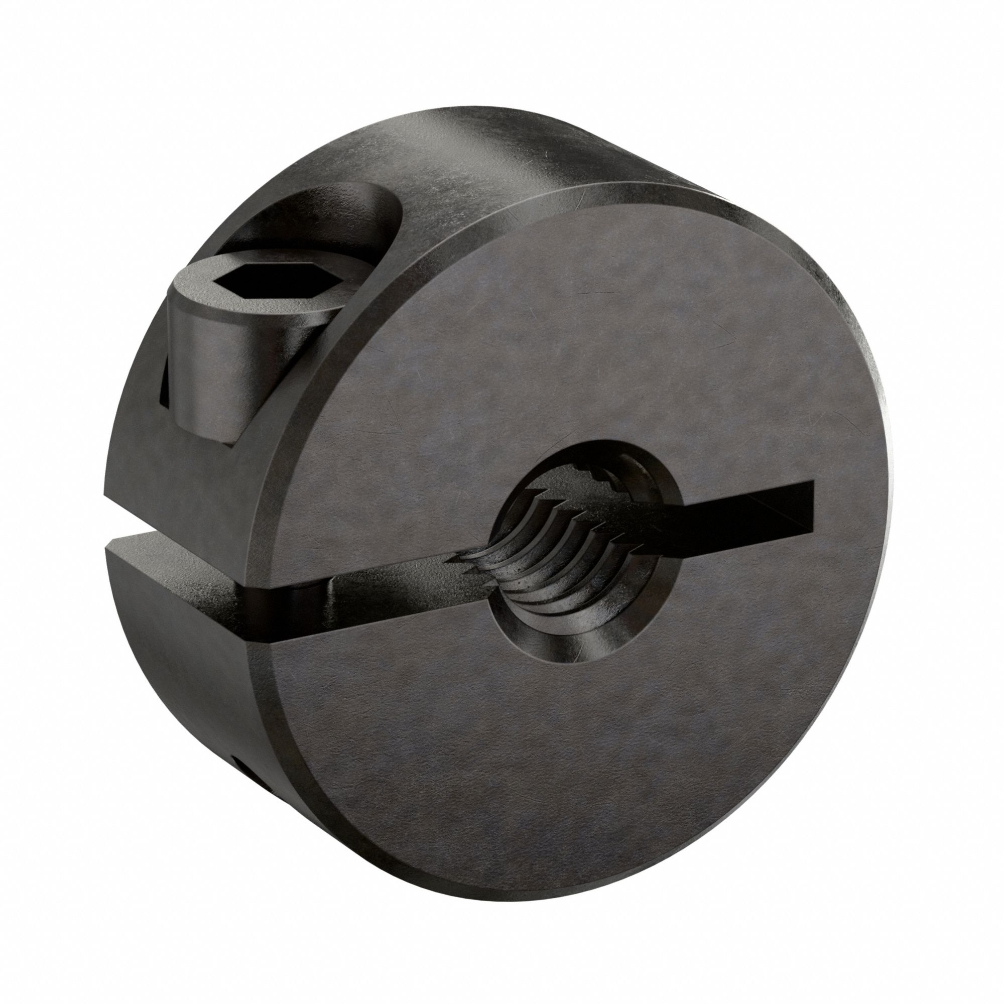 Shaft Collar: 1-Piece, Inch, Threaded, Clamp On, #10 -32 Bore Thread Size, 1215