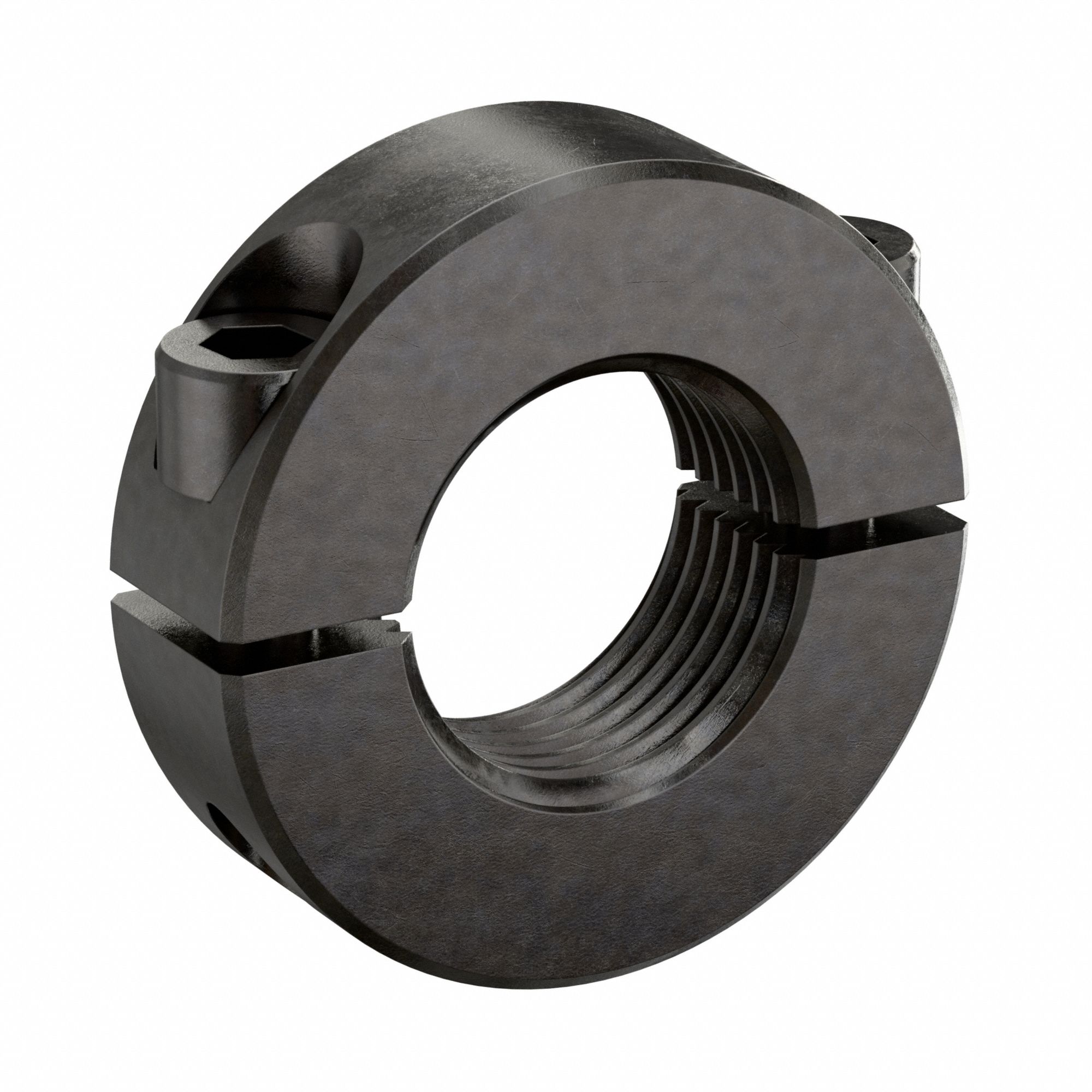 Shaft Collar: 2-Piece, Inch, Threaded, Clamp On, 7/8"-14 Bore Thread Size, 1215