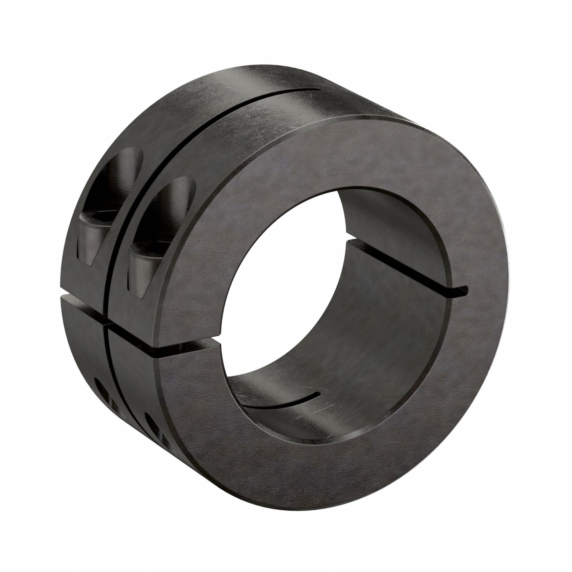 Shaft Collar: 1-Piece, Inch, Round, Clamp On, 1 1/2 in Bore Dia, Carbon Steel