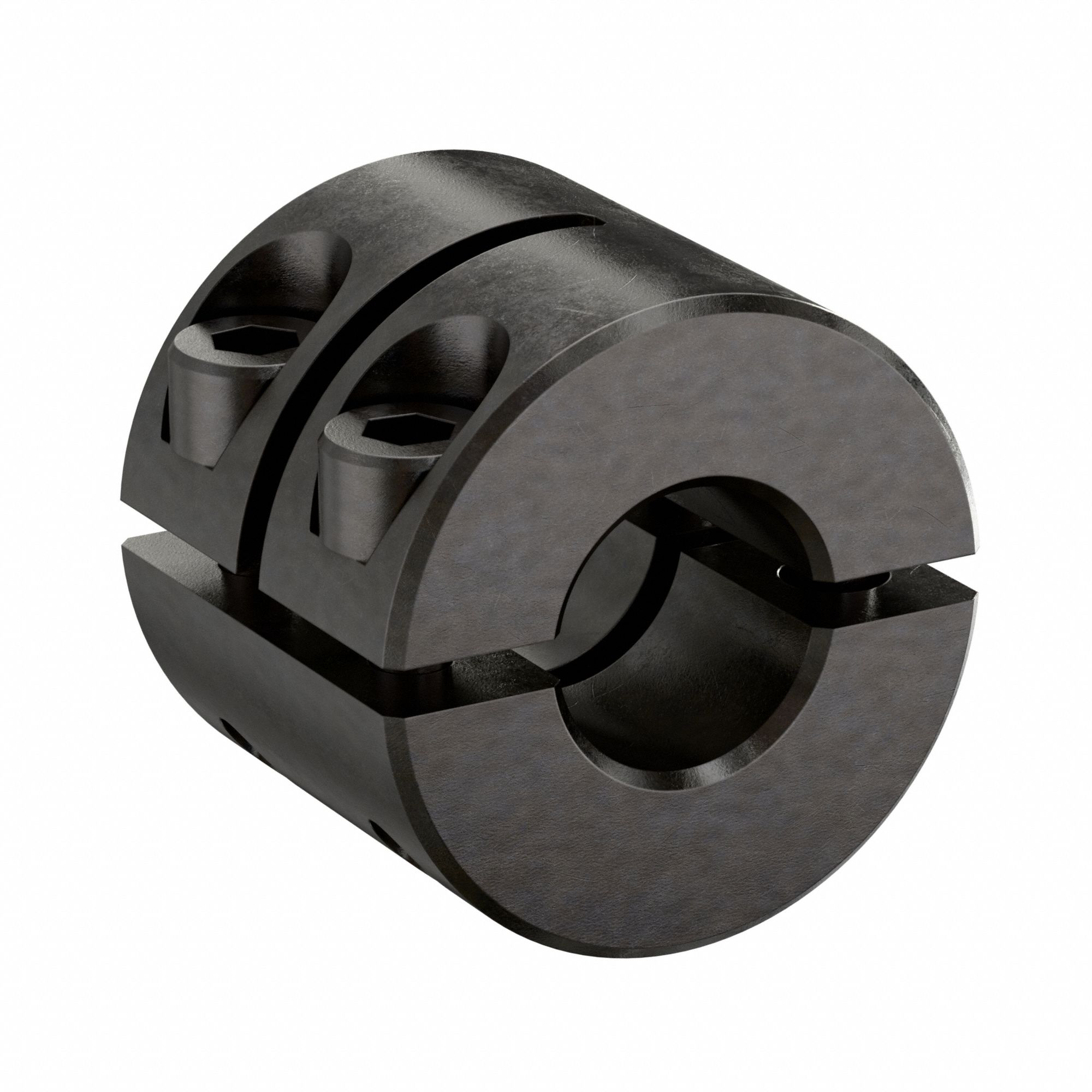 Shaft Collar: 2-Piece, Inch, Round, Clamp On, 3/8 in Bore Dia, 3/4 in Collar Wd