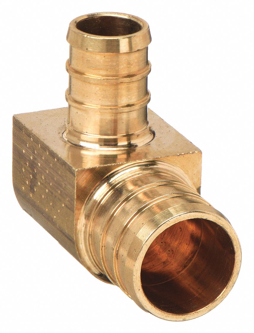 ELBOW, 90 ° : BRASS, BARBED X BARBED, FOR ½ IN X ¾ IN TUBE ID, 1 7/16 IN OVERALL LG