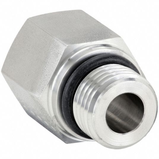 Adapter: 316 Stainless Steel, 3/4 in x 1/2 in Fitting Pipe Size, Male  SAE-ORB x Female NPT