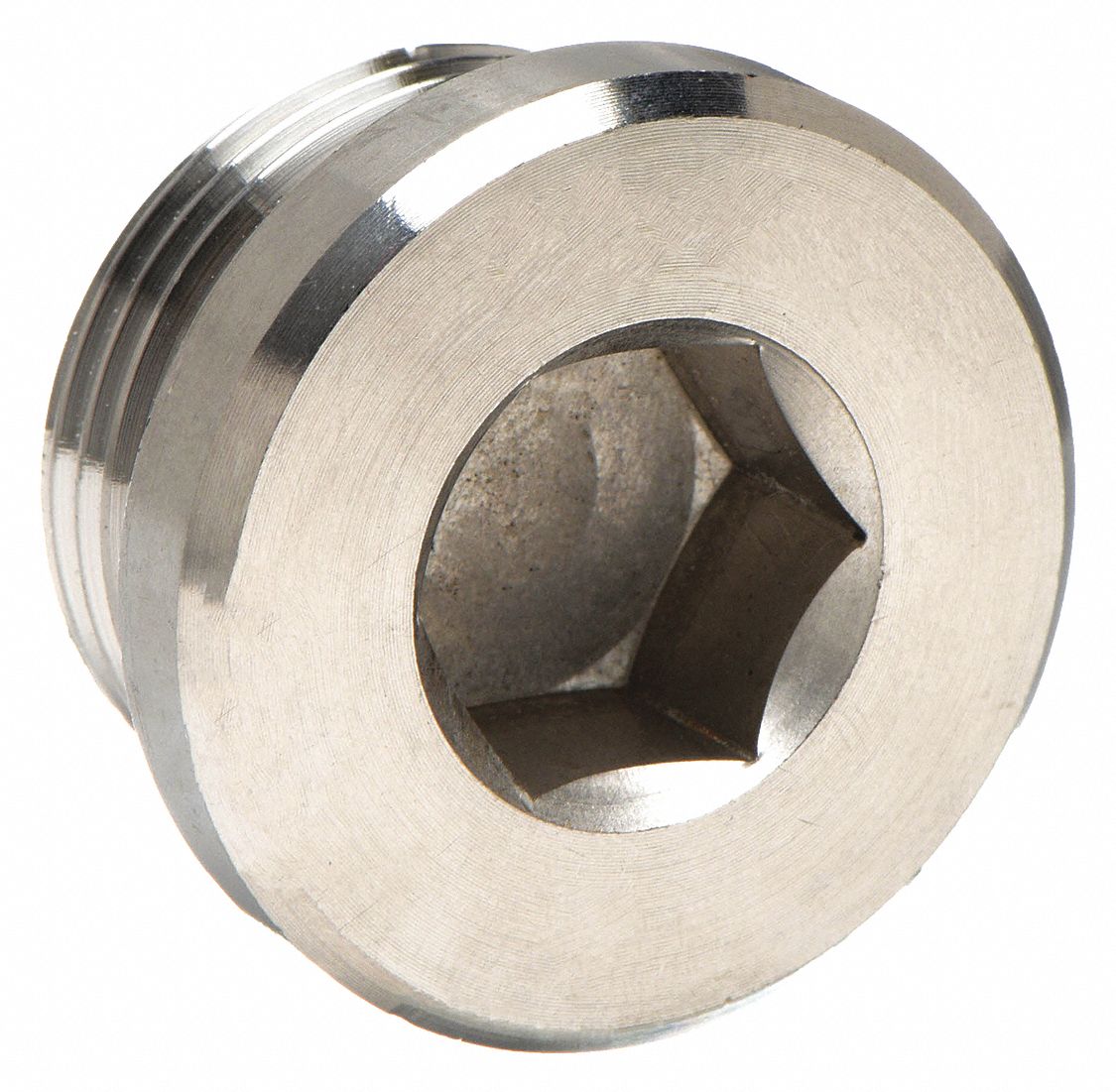 HOLLOW HEX HEAD PLUG: 316L STAINLESS STEEL, ⅛ IN FITTING, MALE BSPP, 7/16 IN OVERALL LG