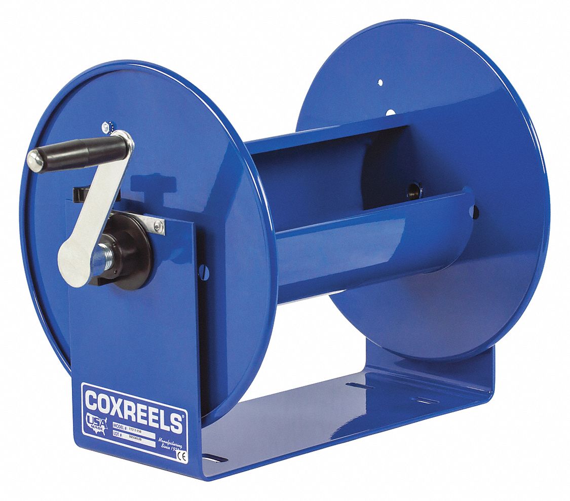 Hand Crank Hose Reel: 100 ft (3/4 in I.D.), 17 in L x 23 1/4 in W x 18 in H, Nitrile, Brass