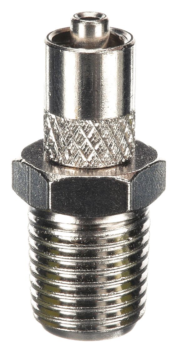 MALE LUER TO 1/4" NPT MALE, PLATED BRASS