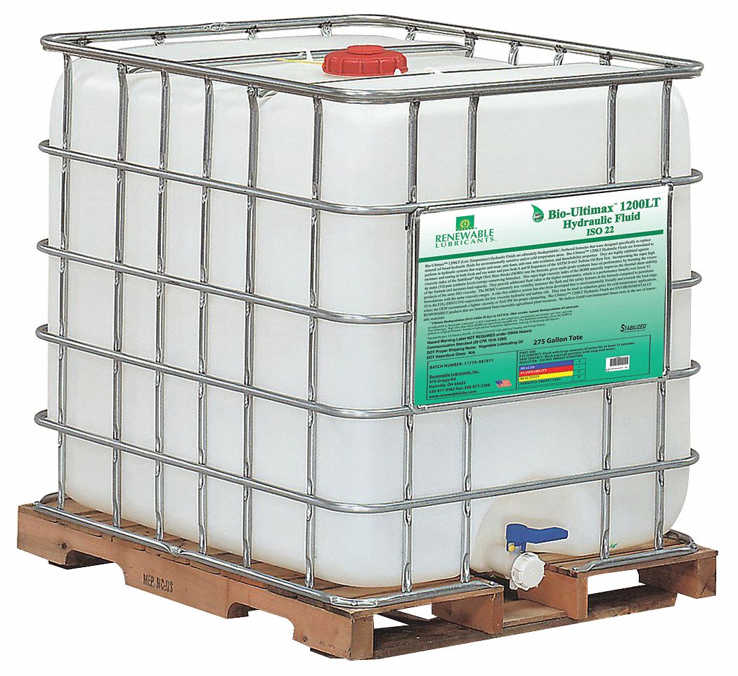 RENEWABLE LUBRICANTS Vegetable Oil Hydraulic Oil, 275 gal IBC Tote, ISO