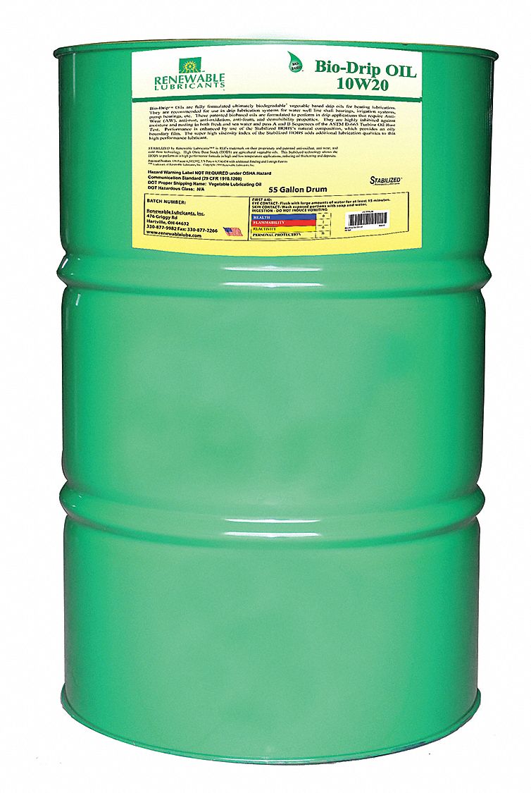RENEWABLE LUBRICANTS Drip Oil, Synthetic Base Oil, 55 gal 30WL59