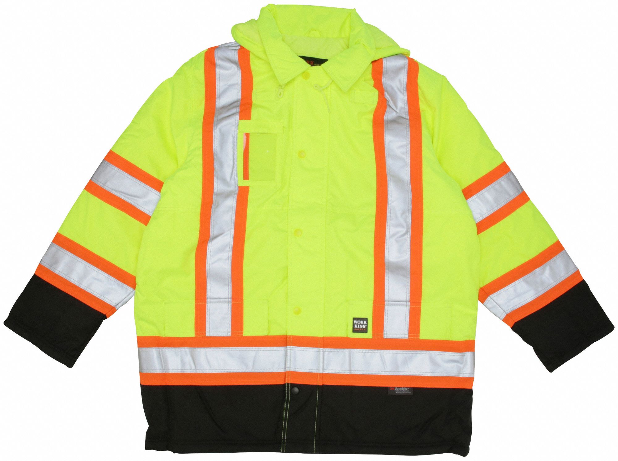 HI-VIS SAFETY PARKA, ANSI CLASS 3, XL, GREEN/YELLOW, ZIPPER/STORM FLAP, 5 POCKETS
