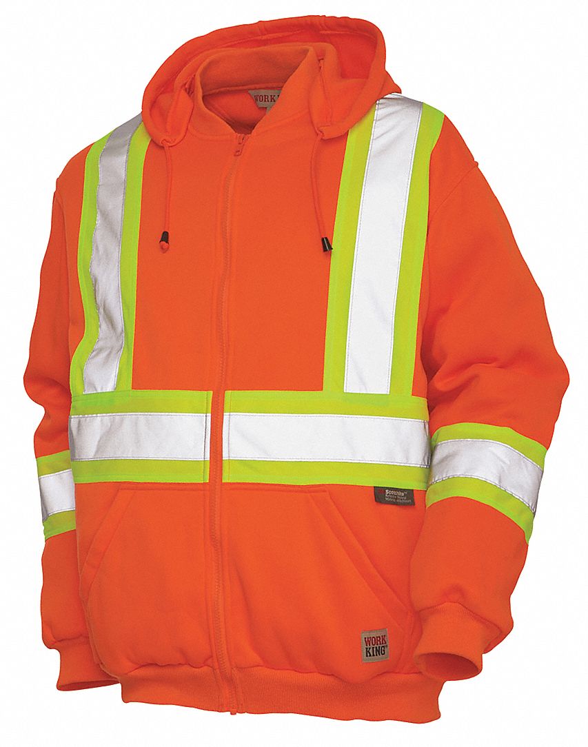 high visibility orange hoodie