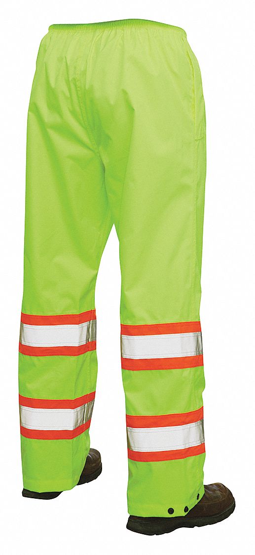 TOUGH DUCK Yellow/Green, HiVisibility Rain Pants, L, Polyester, Men's