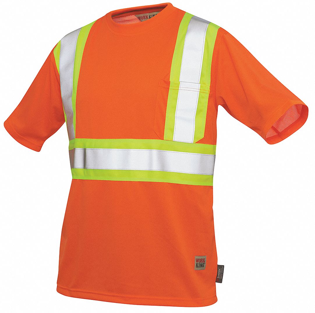 HI-VIS SAFETY SHORT SLEEVE SHIRT, ANSI CLASS 2, 3XL, ORANGE, POCKET