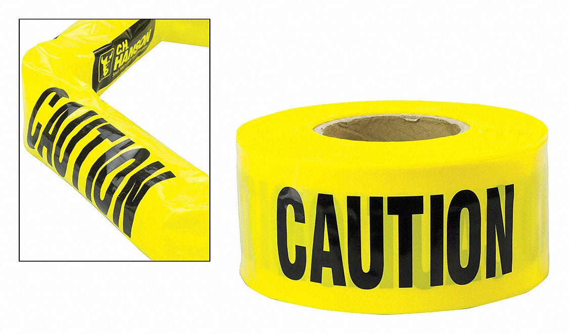 Yellow, 3 in Roll Wd, Barricade Tape Expandable 30WU1816092 Grainger
