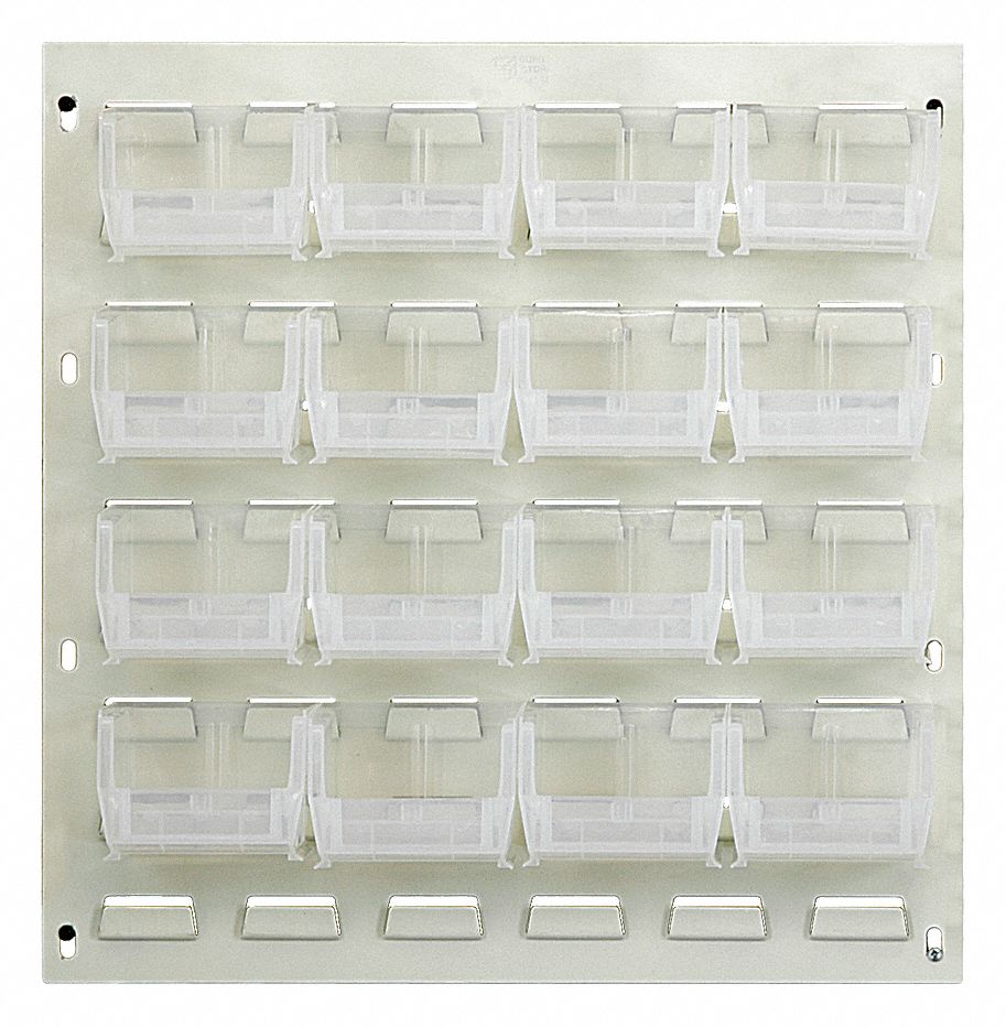 Louvered Panel: 20 in x 18 in x 1/4 in, 1 Sides, 16 Bins, White