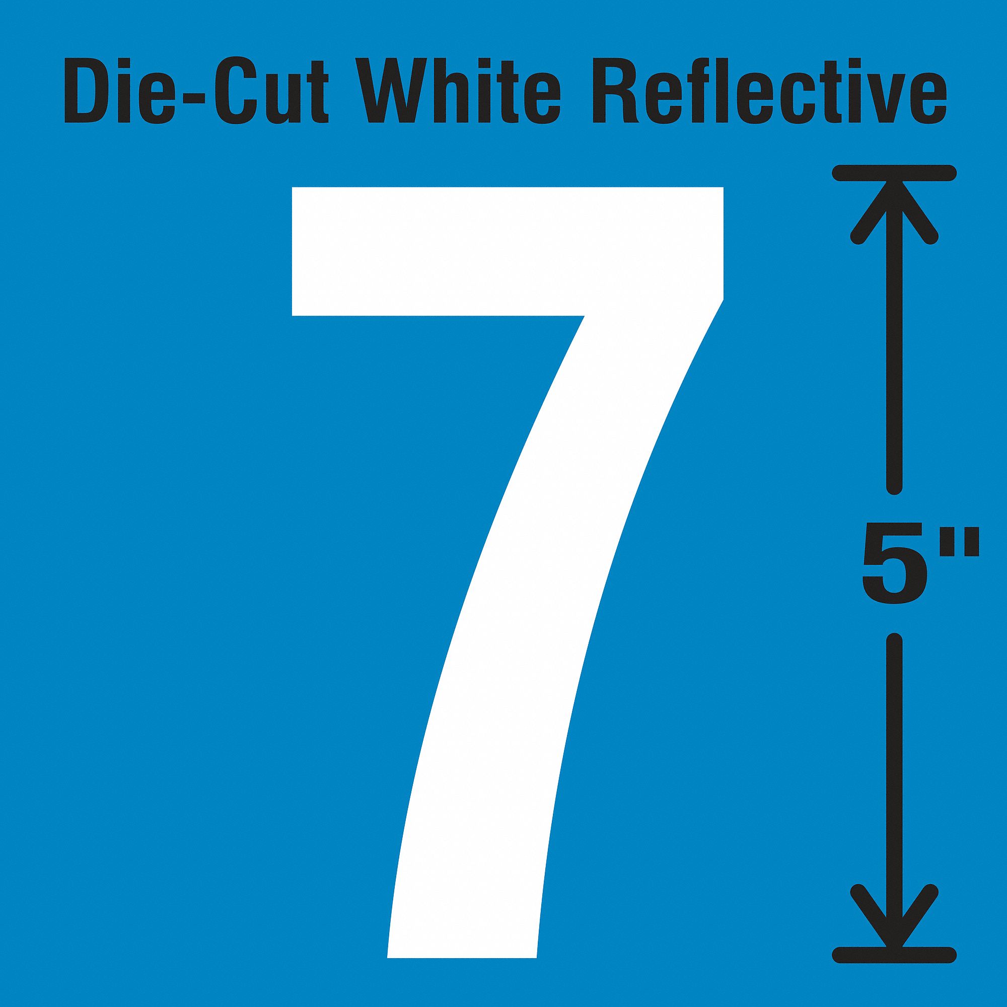 Number Label: 5 in Character Ht, Indoor/Outdoor, Engineer-Grade Retroreflective, Gothic, White, 5 PK
