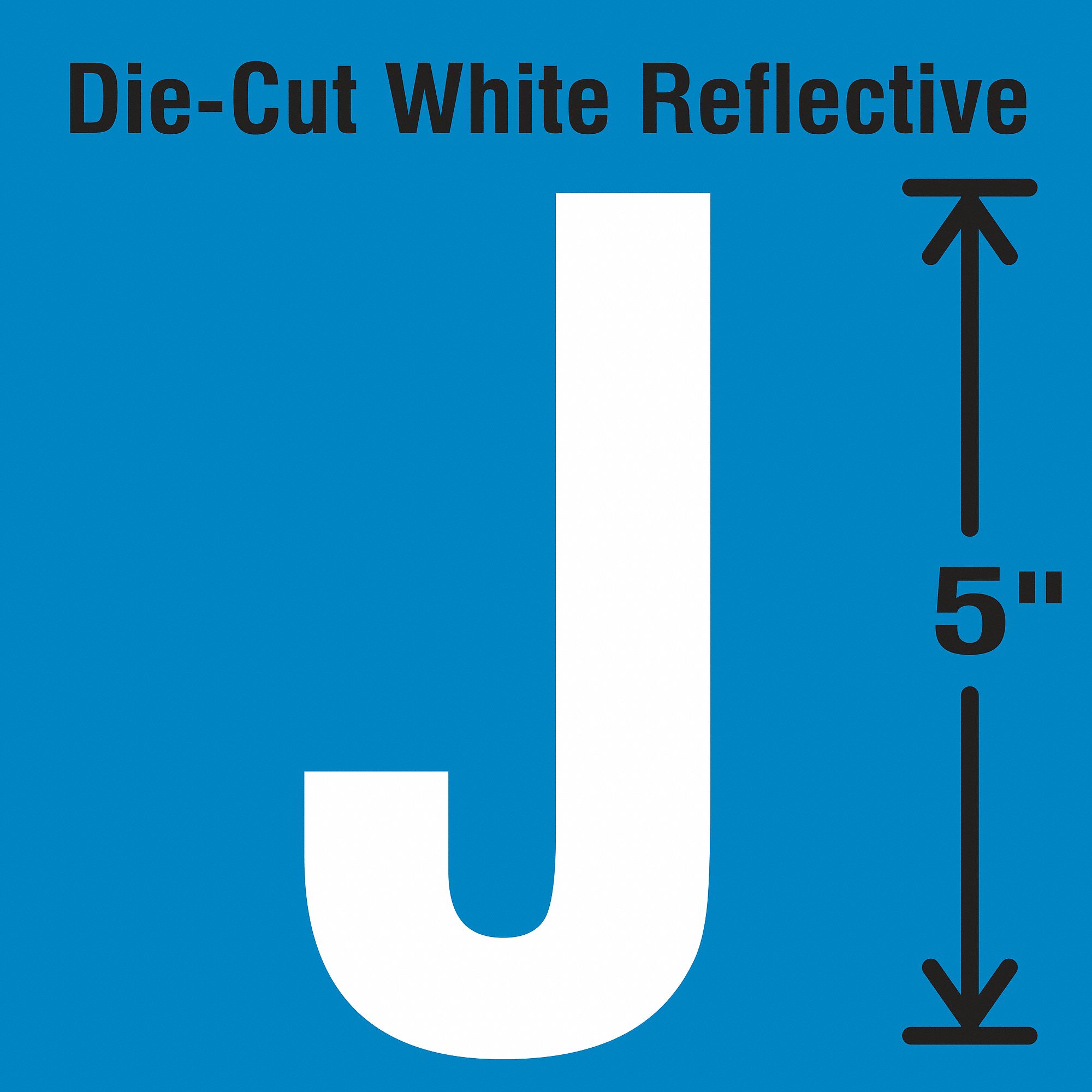 Letter Label: 5 in Character Ht, Indoor/Outdoor, Engineer-Grade Retroreflective, Gothic, White, 5 PK