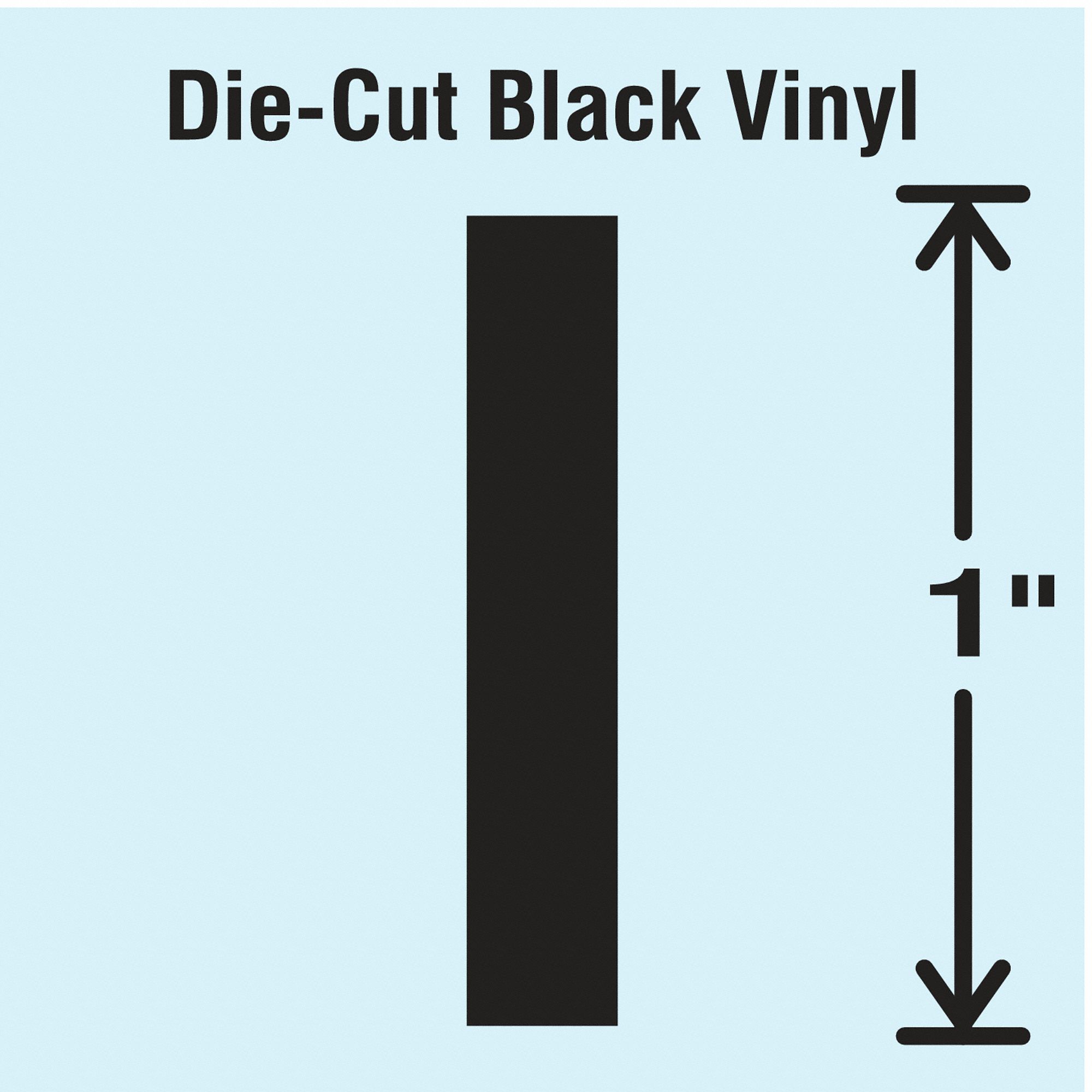 Letter Label: 1 in Character Ht, Indoor/Outdoor, Non-Reflective, Gothic, Black, I, Die Cut, 10 PK